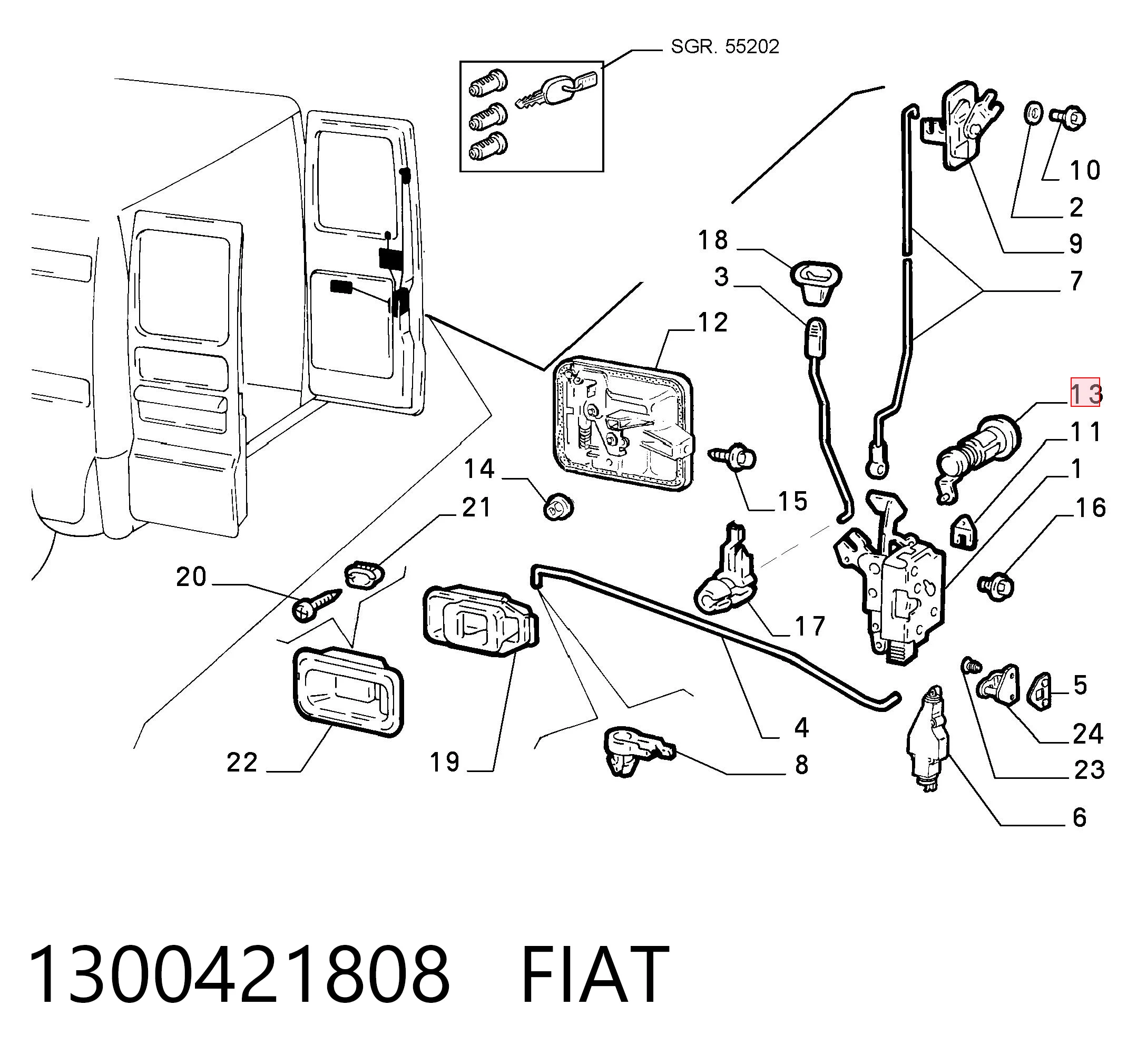 Лічинка замка багажника (двері 3/5-х задніх) Fiat Ducato II автобус (230) (1994 - 2002) ціна, від 3.57 USD