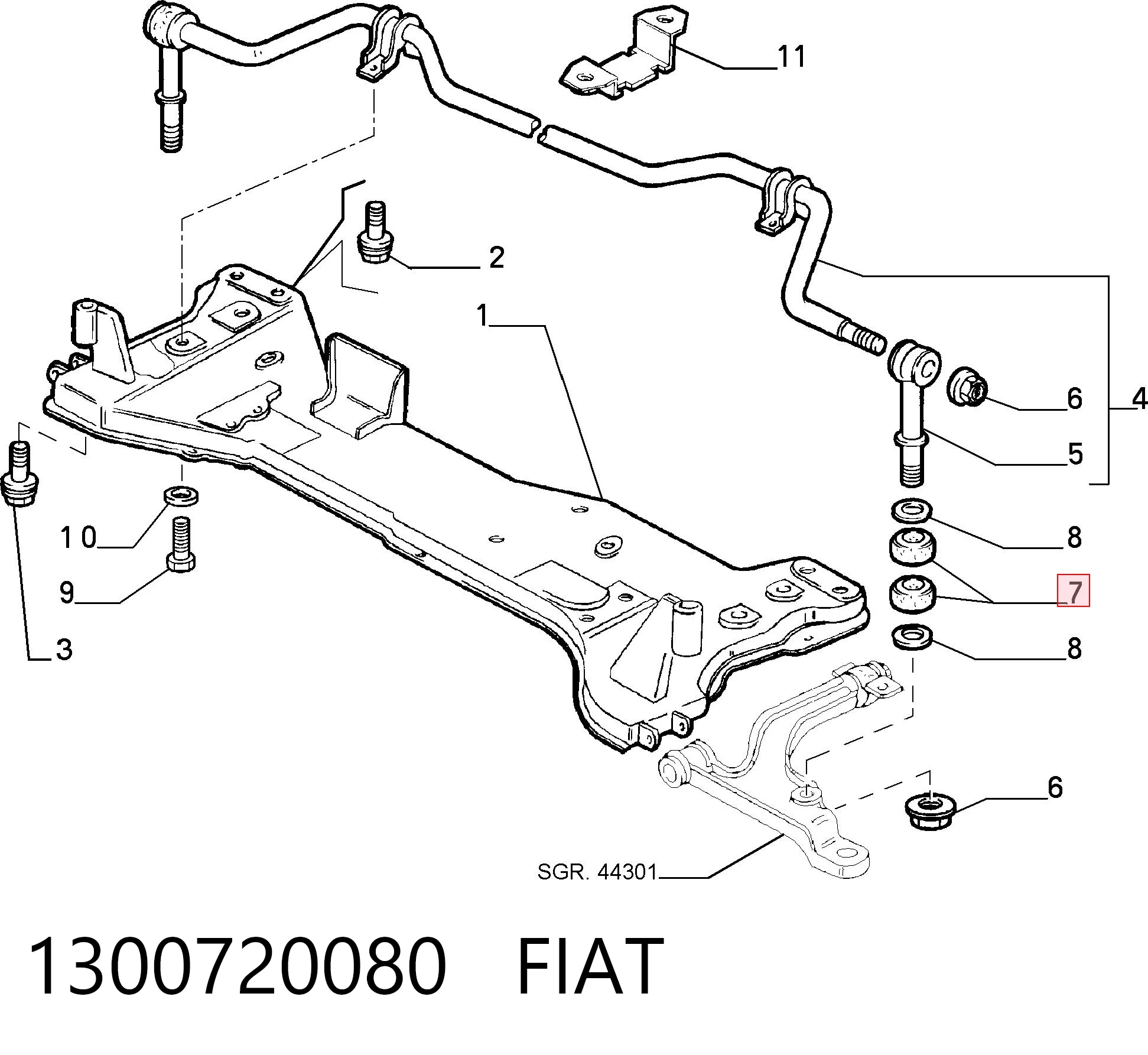 1300720080 Fiat/Alfa/Lancia Втулка стійки переднього стабілізатора