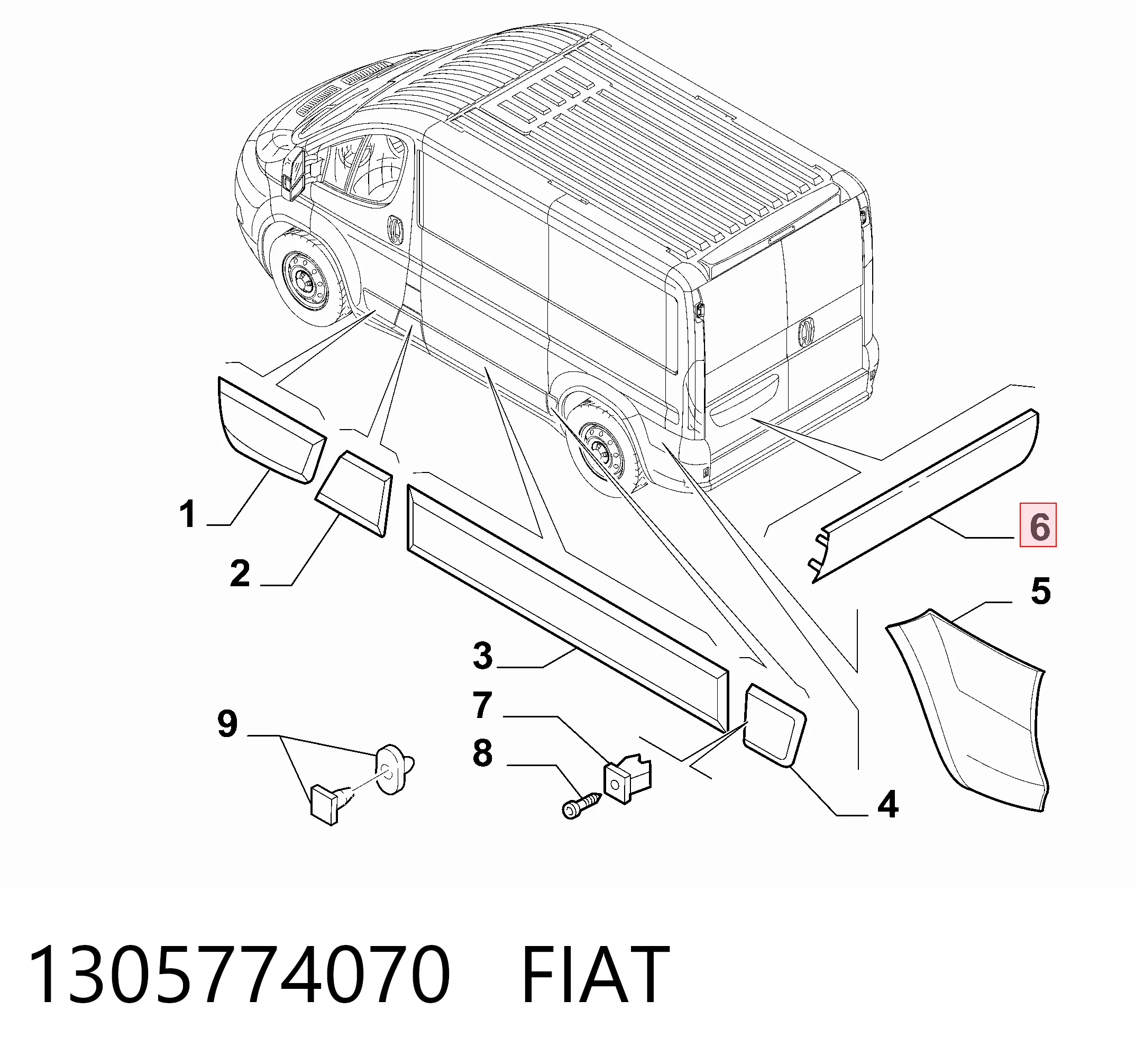 735423004 Chrysler Молдинг задніх правих дверей