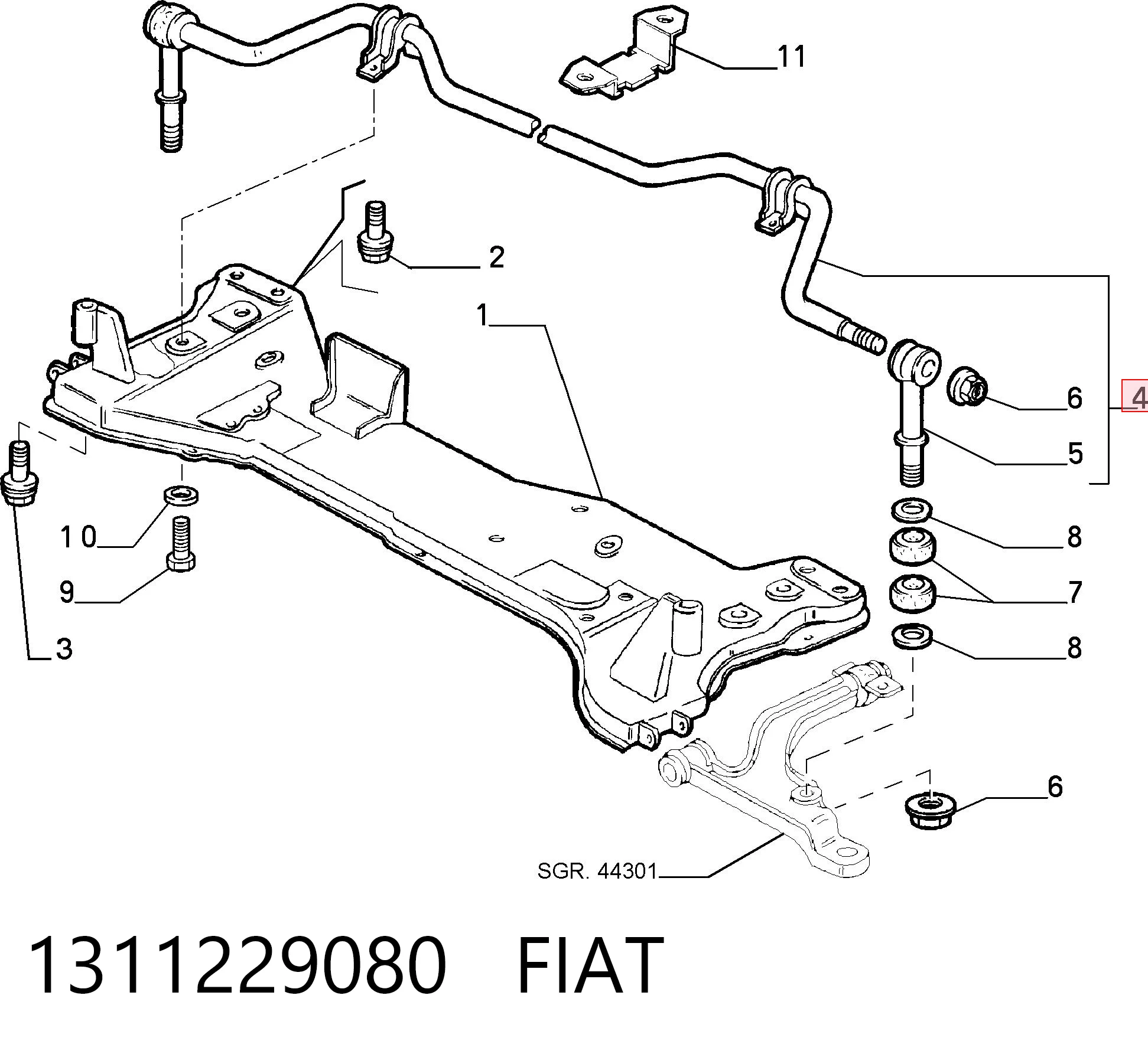 1311229080 Fiat/Alfa/Lancia Стабілізатор передньої підвіски