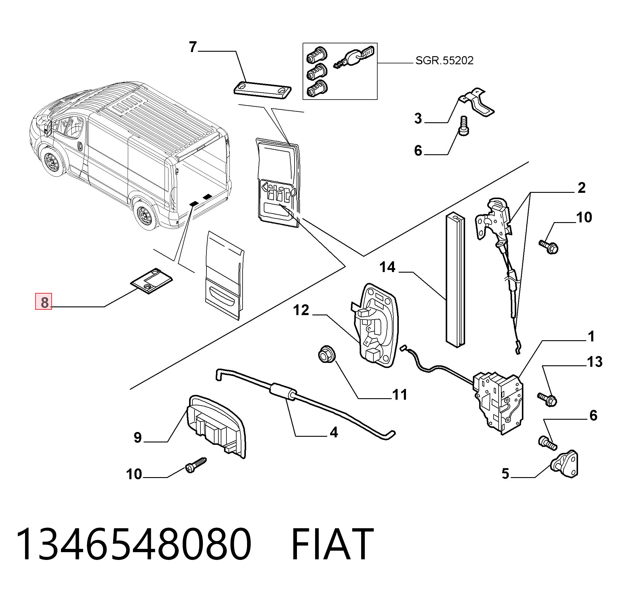 1346548080 Fiat/Alfa/Lancia Обмежувач відкриття дверей, задній