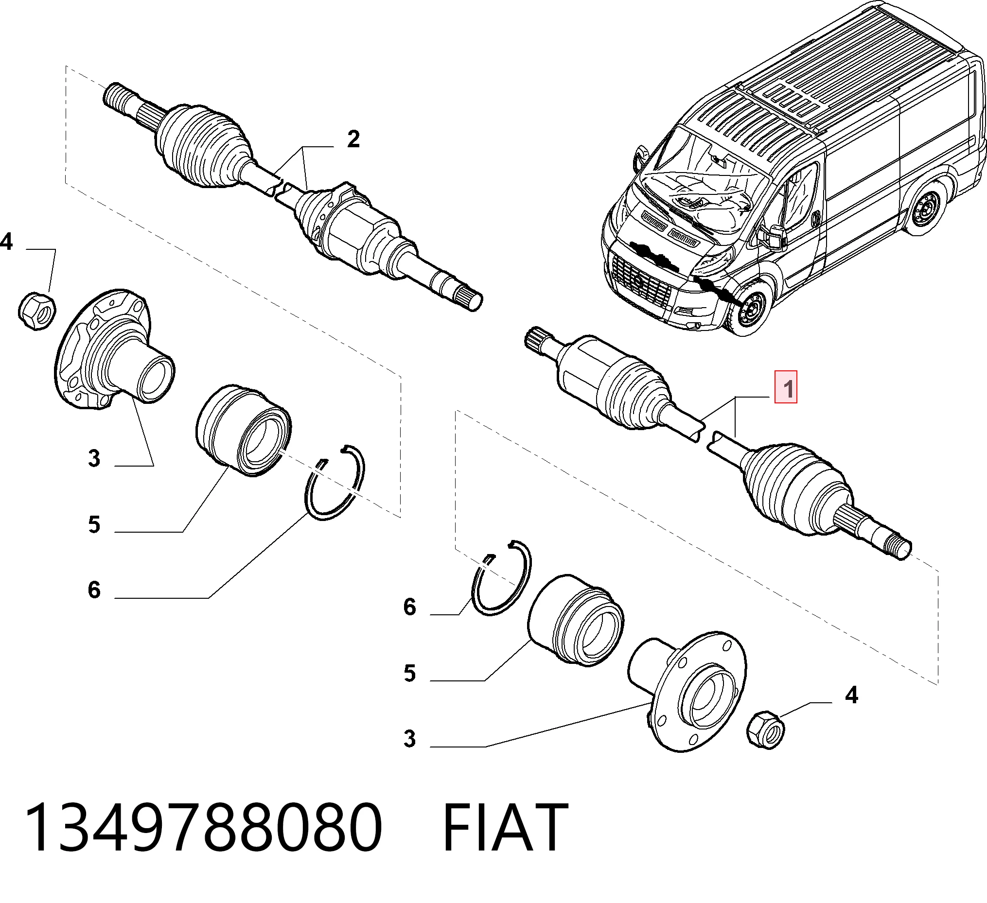 1349788080 Fiat/Alfa/Lancia Привід лівий