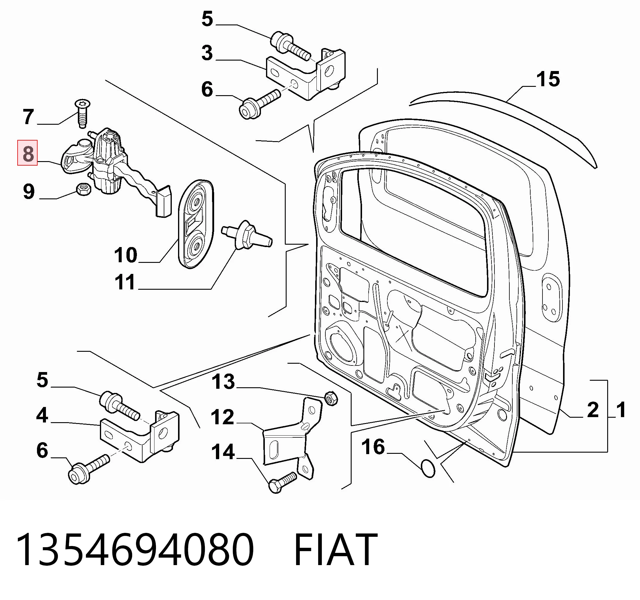 1354694080 Fiat/Alfa/Lancia Обмежувач відкриття дверей, передній