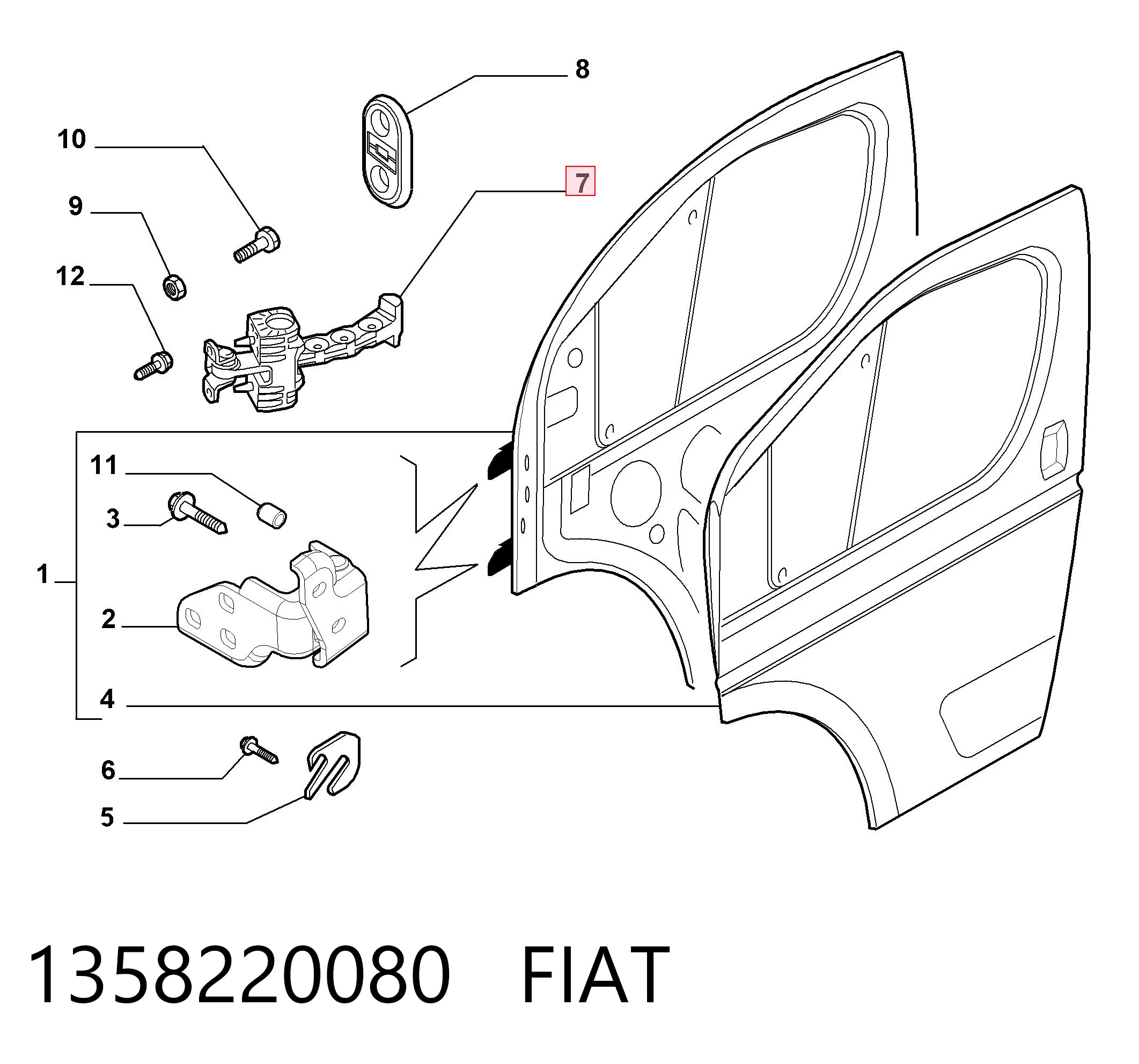 1358220080 Fiat/Alfa/Lancia Обмежувач відкриття дверей, передній
