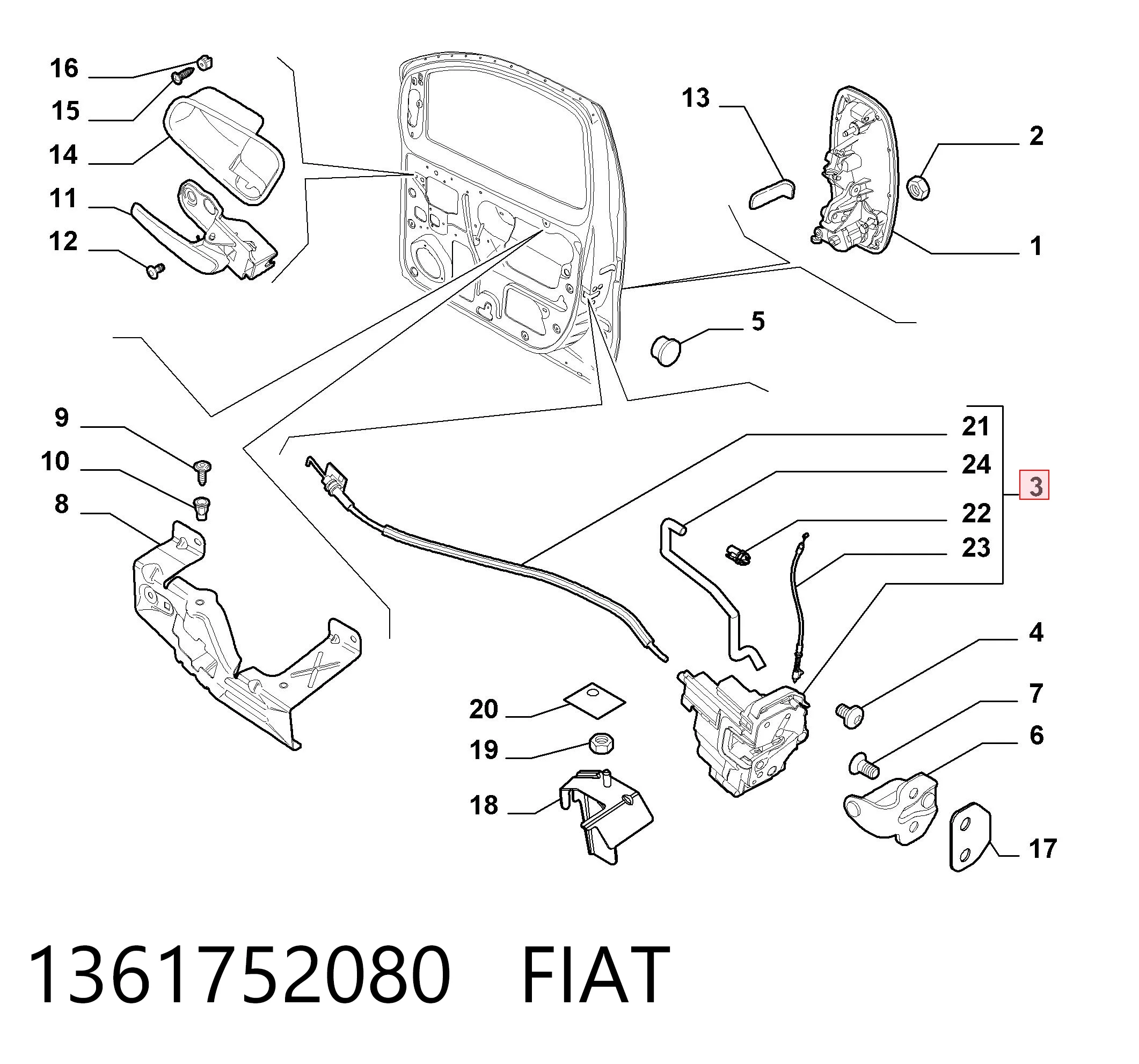 Замок водійських дверей на Fiat Fiorino  225