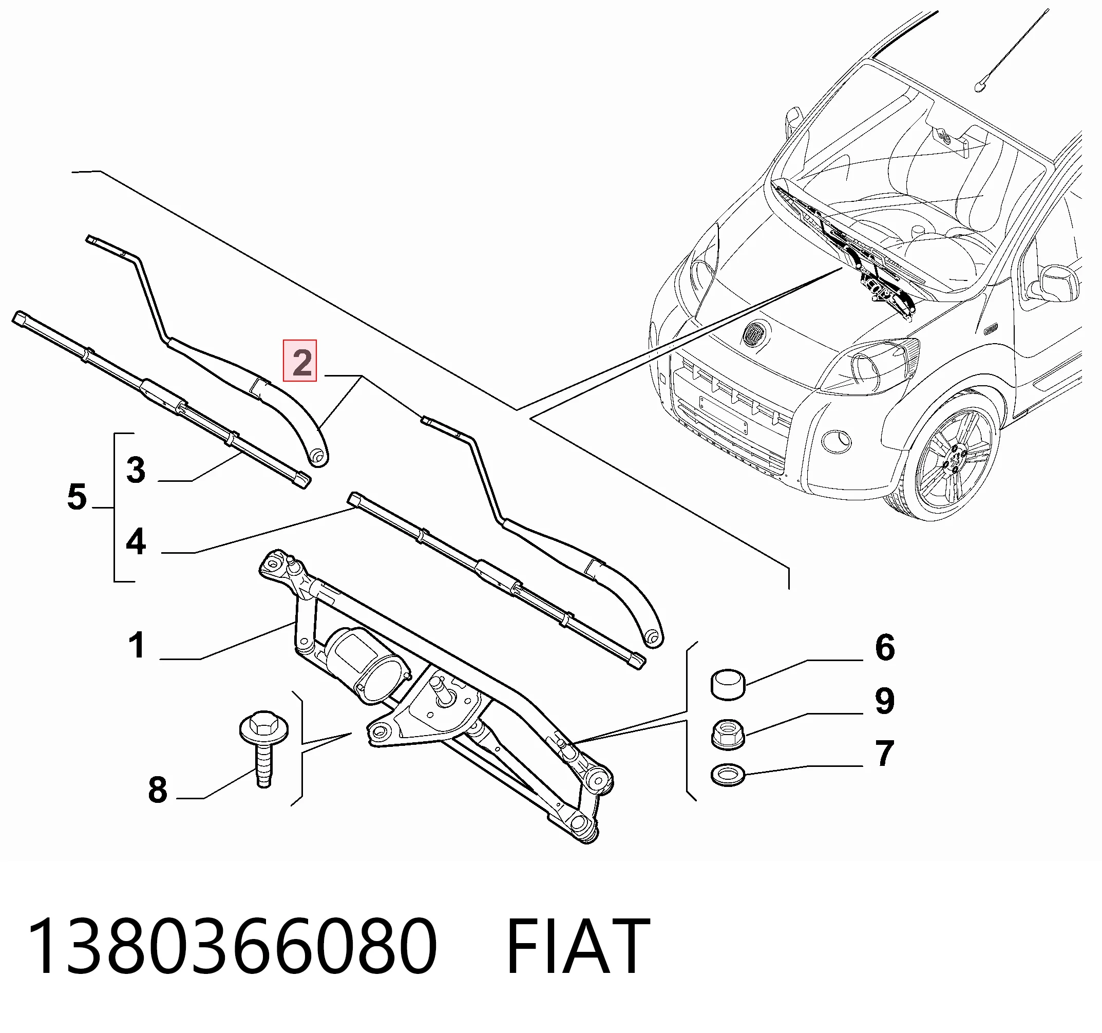 1353217080 Peugeot/Citroen Ричаг двірника