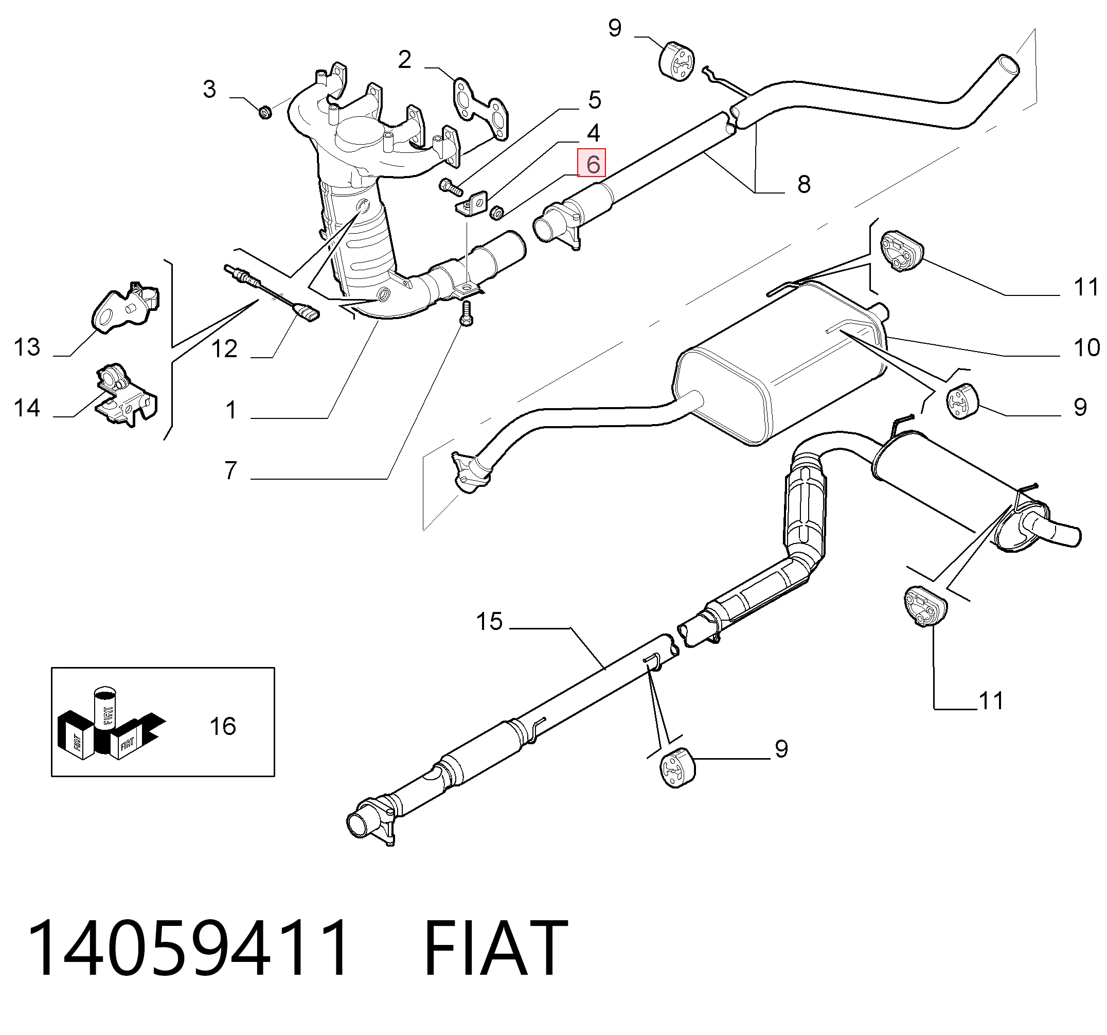 94515068 Peugeot/Citroen Гайка кріплення приймальної труби глушника (штанів)