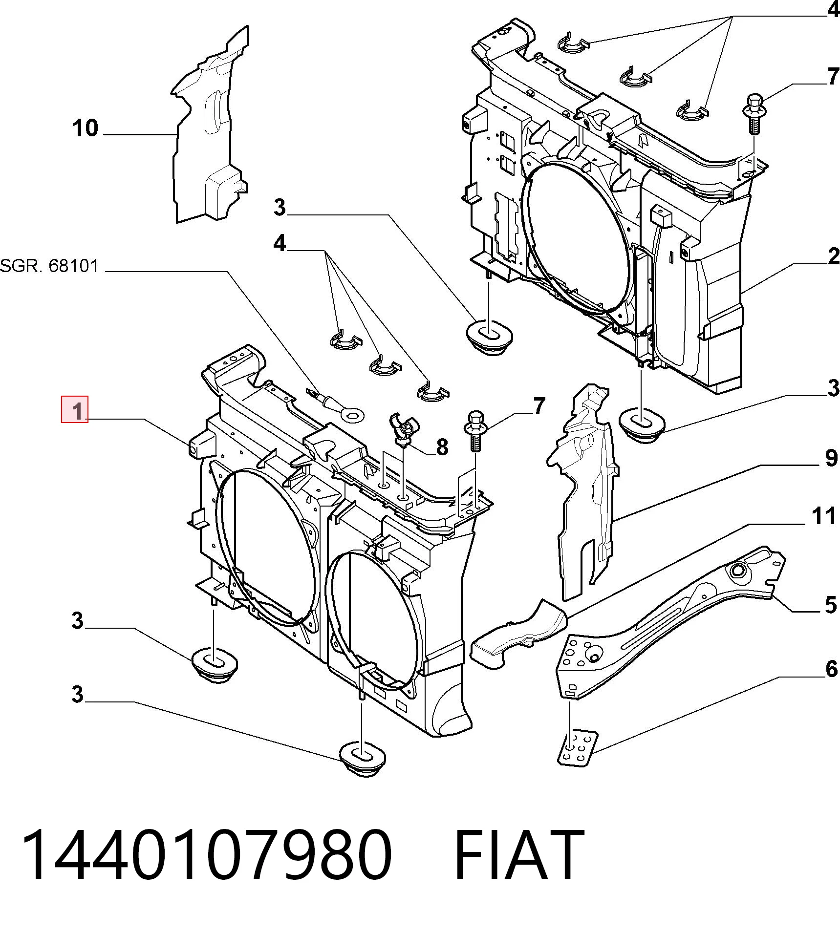 1497799080 Renault (RVI) Облицювання рамки радіатора