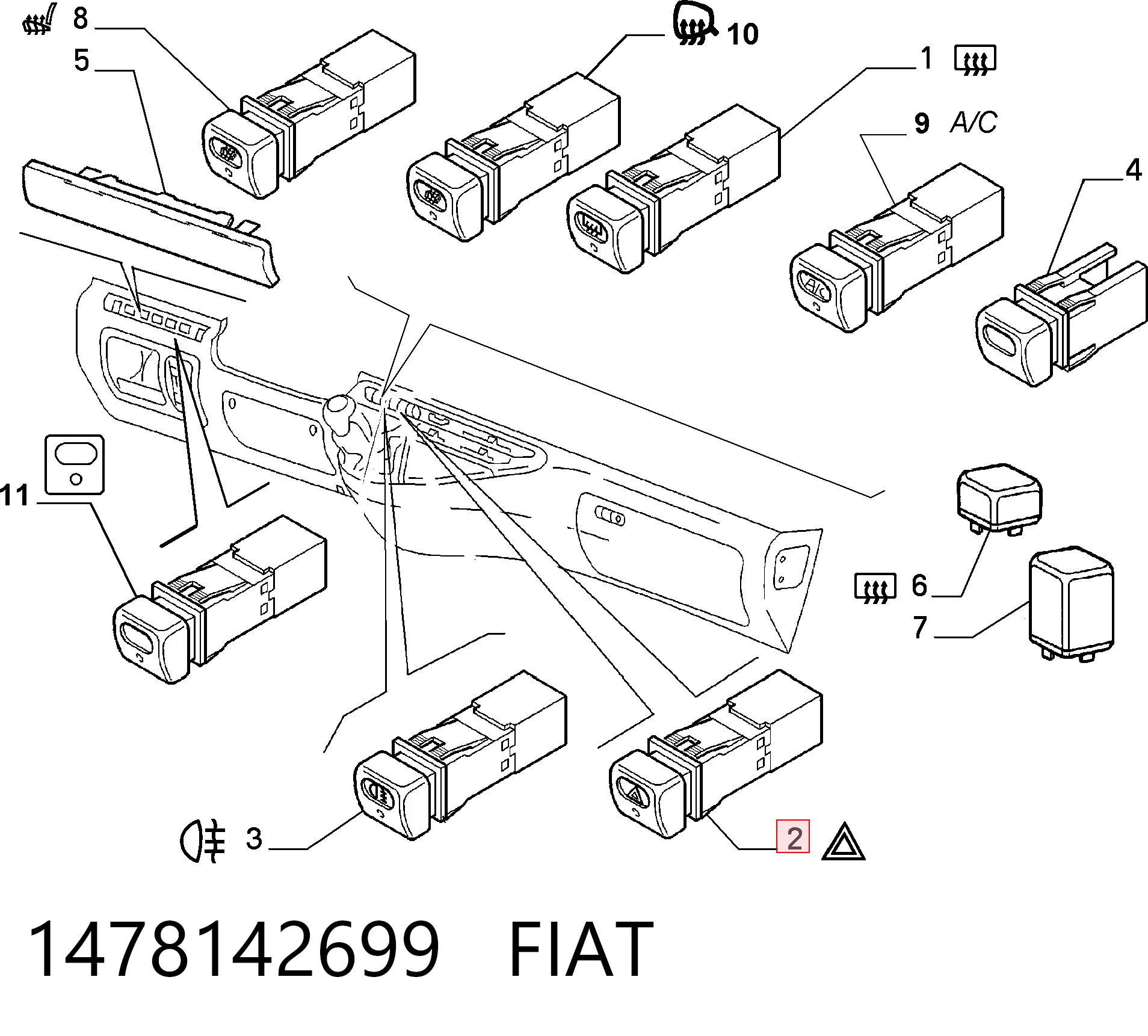 Аварійна кнопка на Fiat Scudo COMBINATO 220P