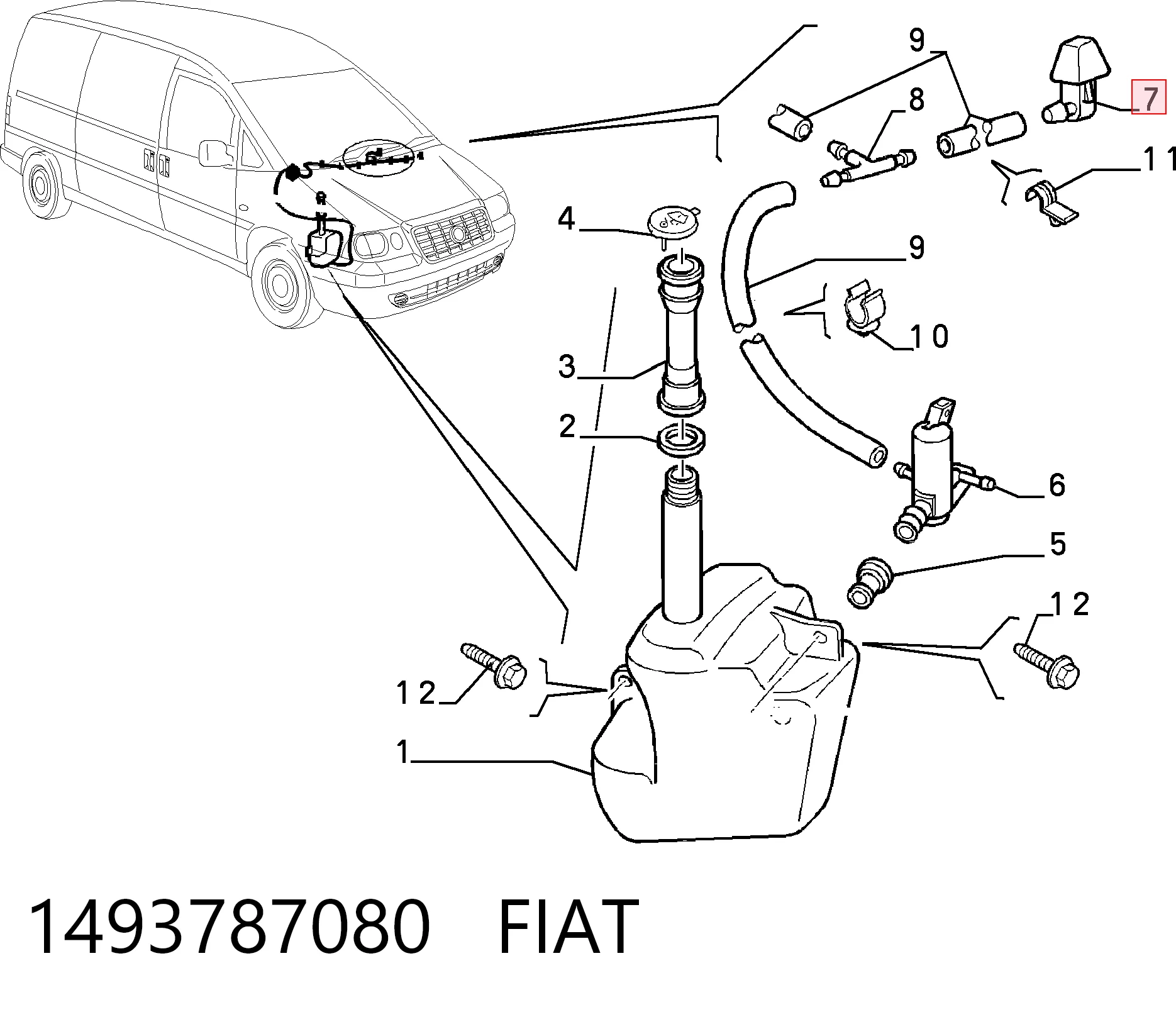 Форсунка омивача лобового скла Fiat Scudo 220P