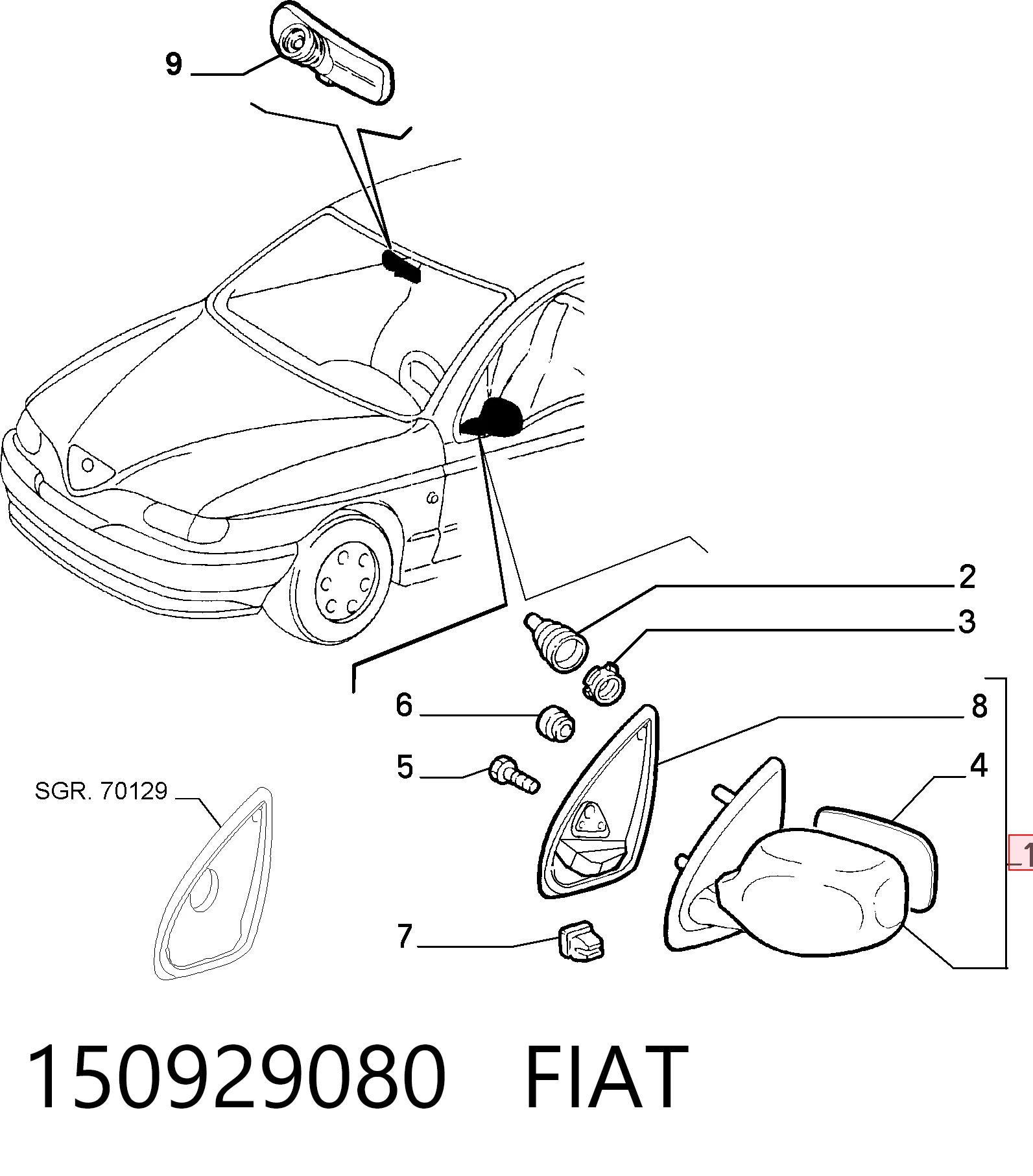 Ліве бічне дзеркало Polcar 1402511E ціна, від 36.33 USD