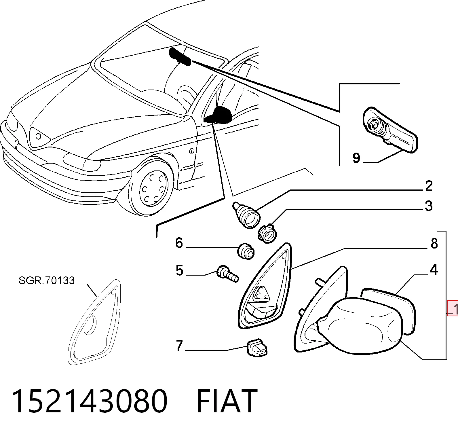 Купити Ліве бокове дзеркало Alfa Romeo 146  930