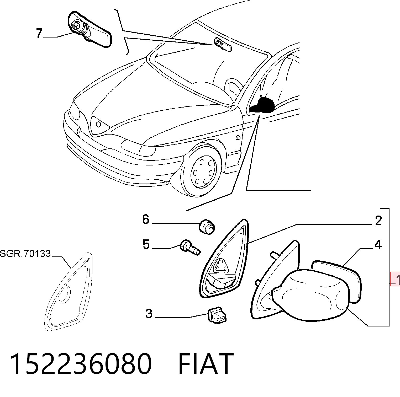 Праве дзеркало заднього виду на Alfa Romeo 146  930