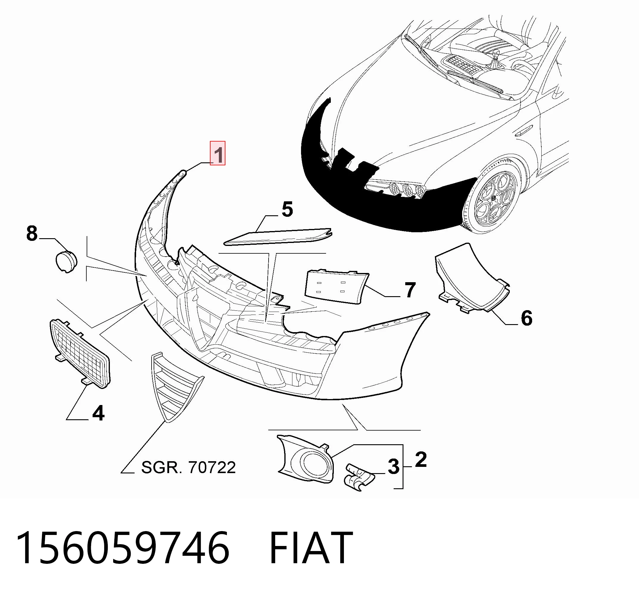 Бампер передній в зборі на Alfa Romeo 159  939
