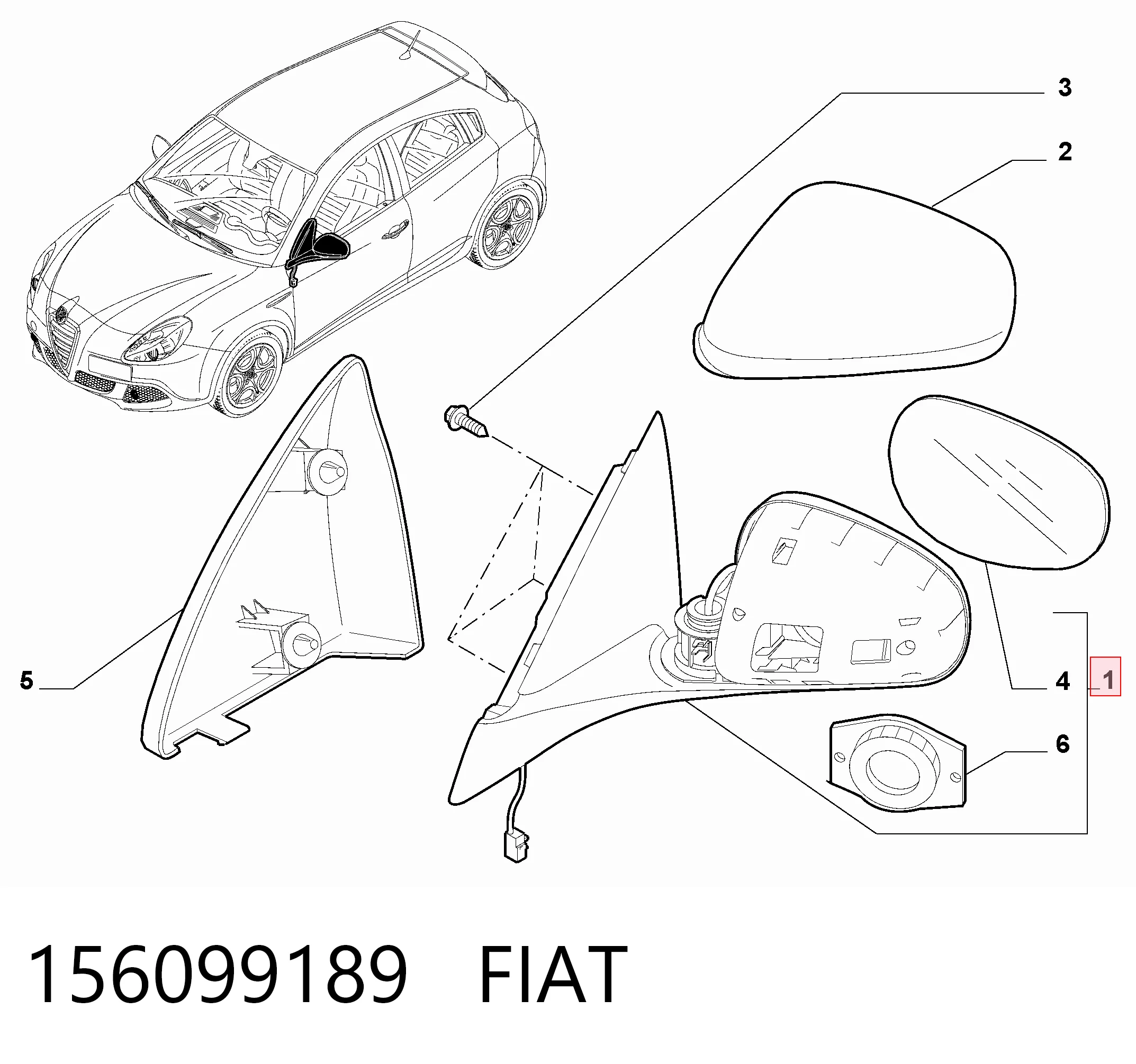 Праве бічне дзеркало Alfa Romeo Giulietta хетчбек (940) (2010 - 2020) ціна, від 102.48 USD