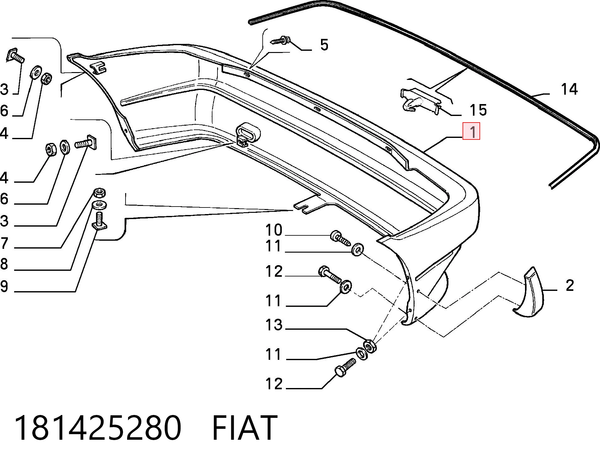 Купити Задній бампер Fiat Uno  146A
