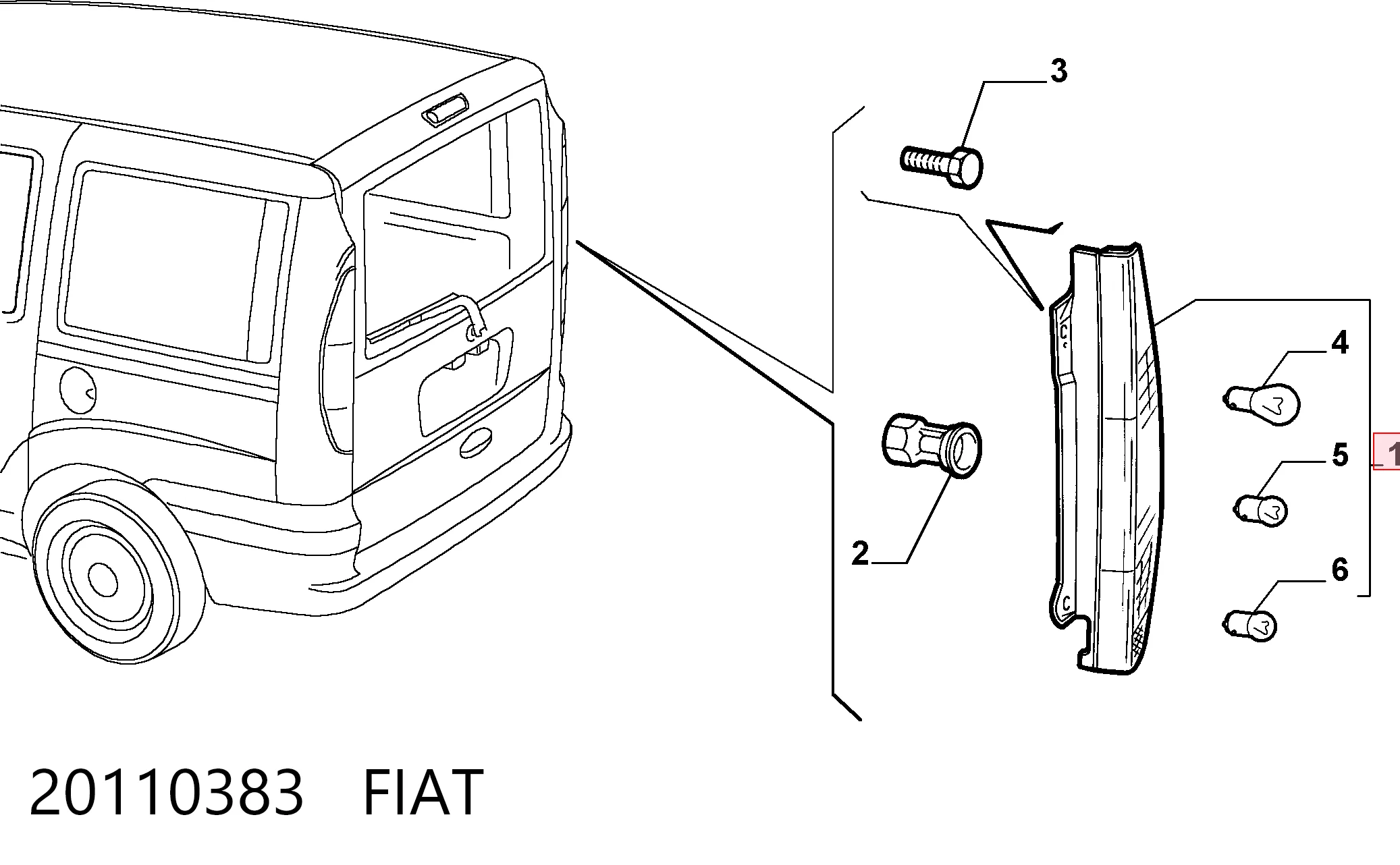  Задня права фара Fiat Doblo 1