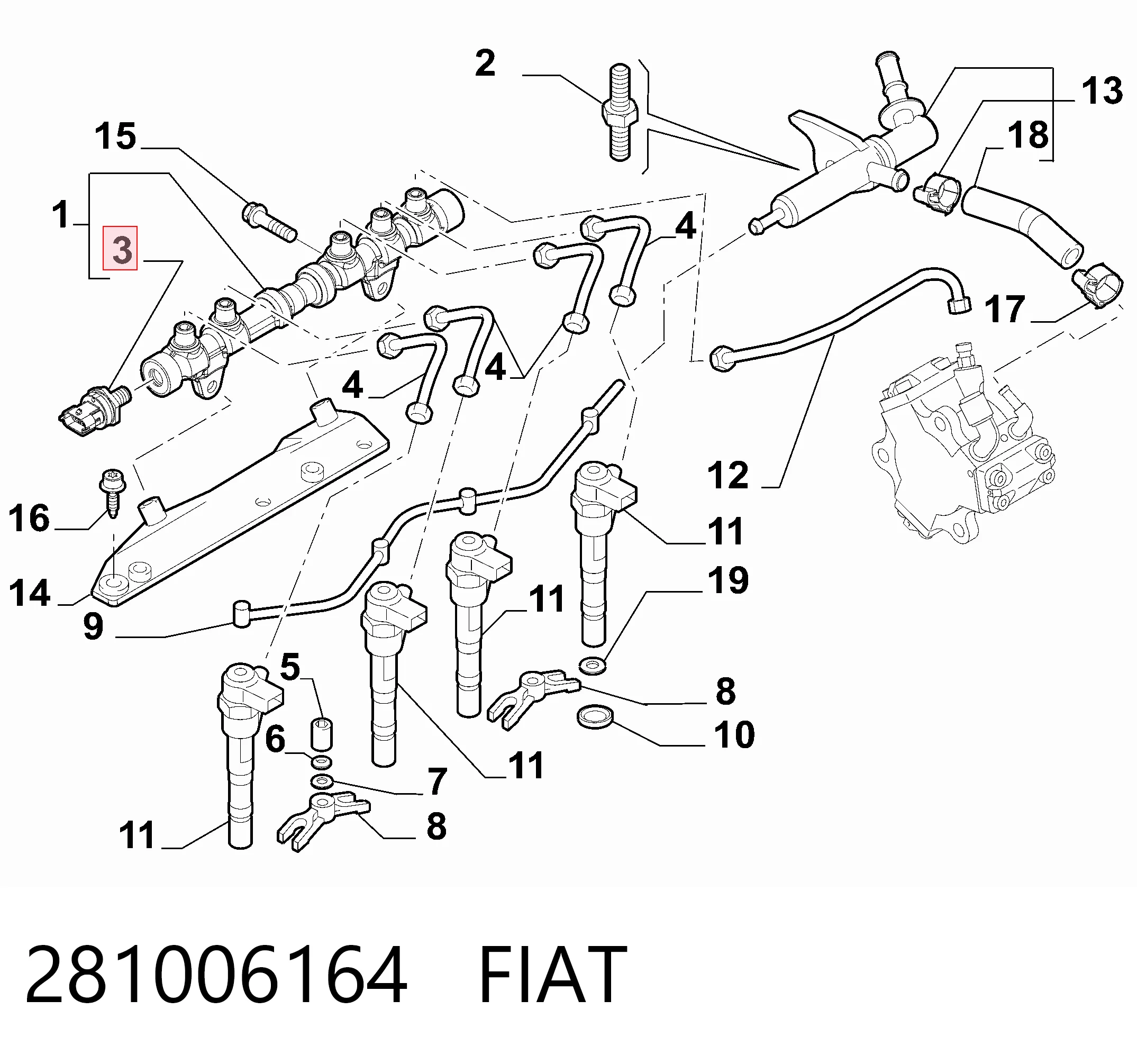 Купити Датчик тиску палива Fiat Fiorino  225