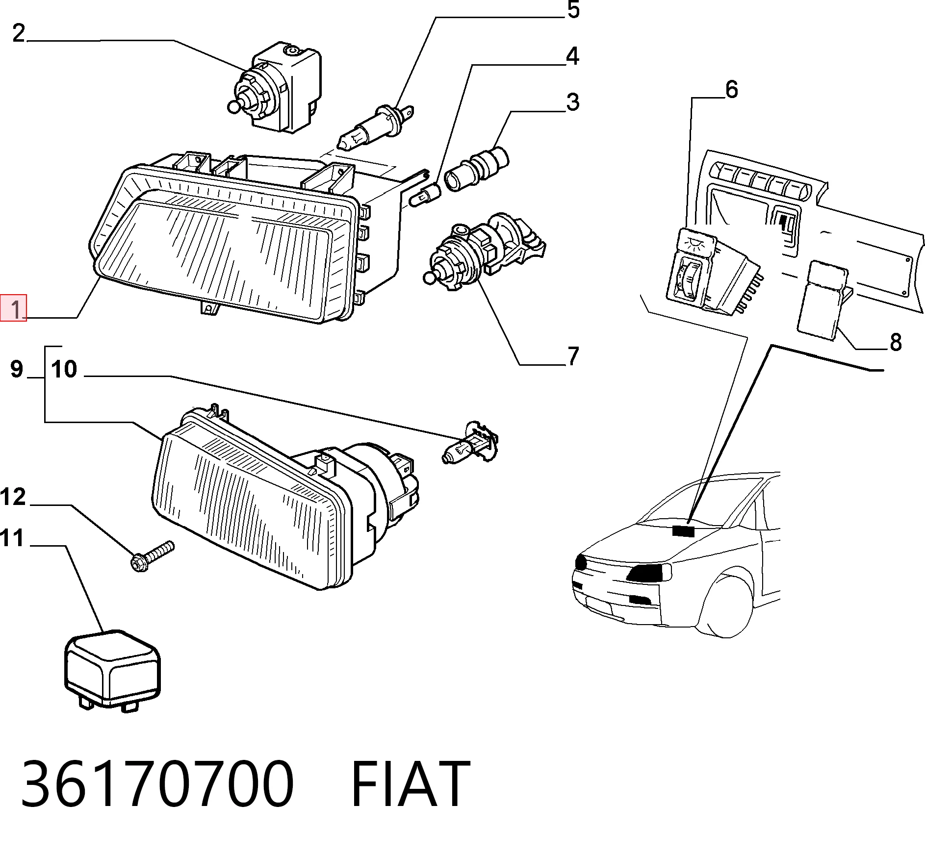 Купити Фара ліва Fiat Scudo  220L