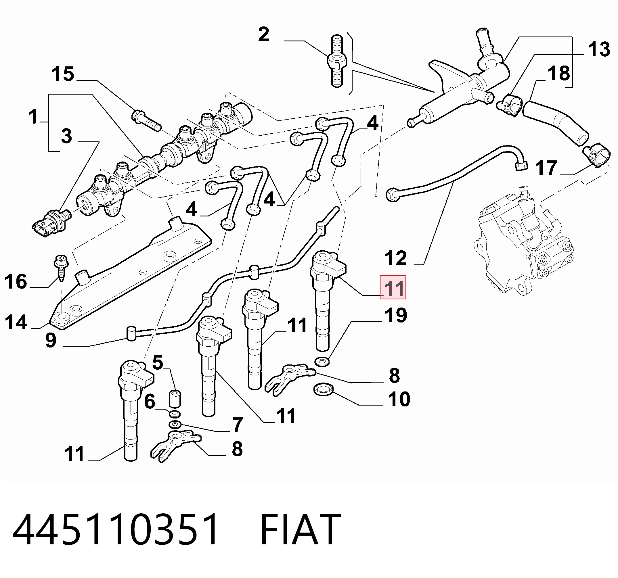 445110351 Fiat/Alfa/Lancia Форсунка вприску палива