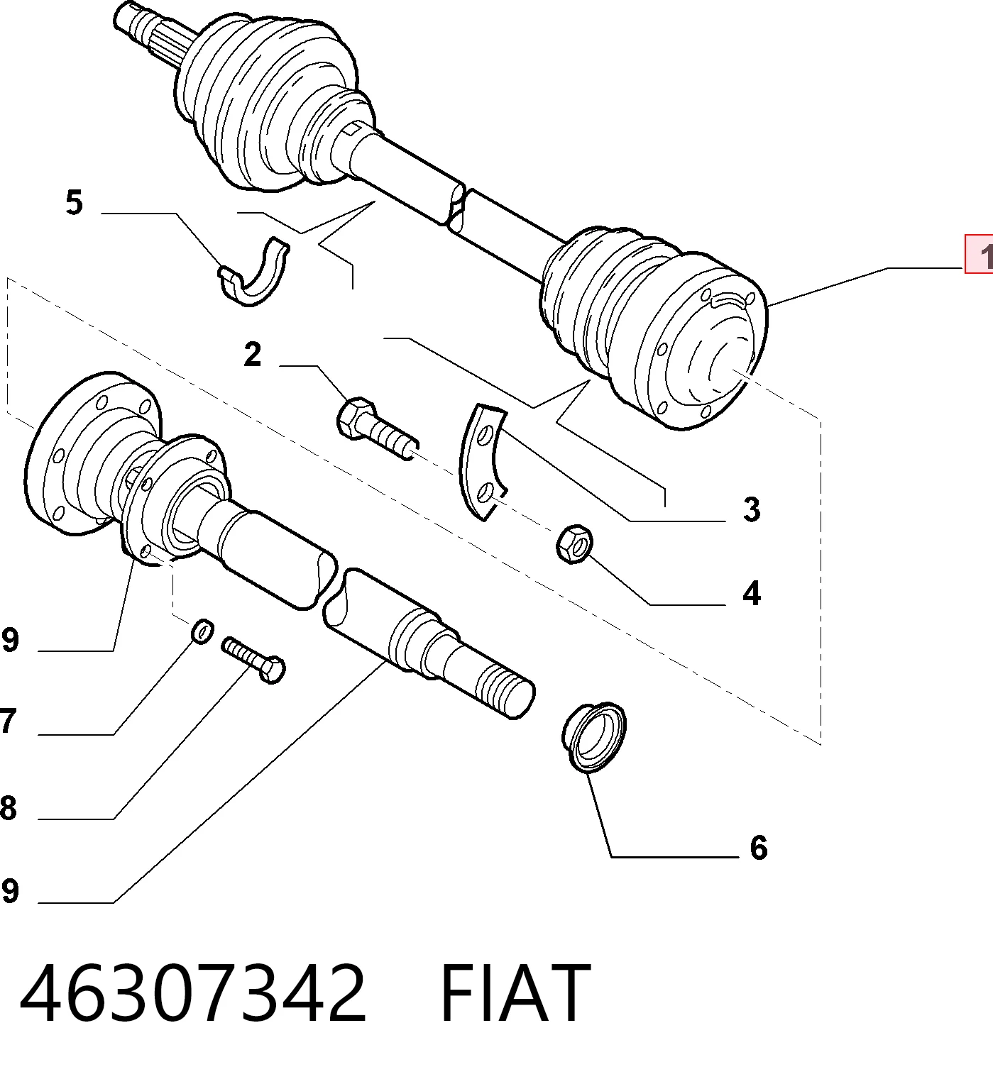 Піввісь (привід) передня Alfa Romeo 156 