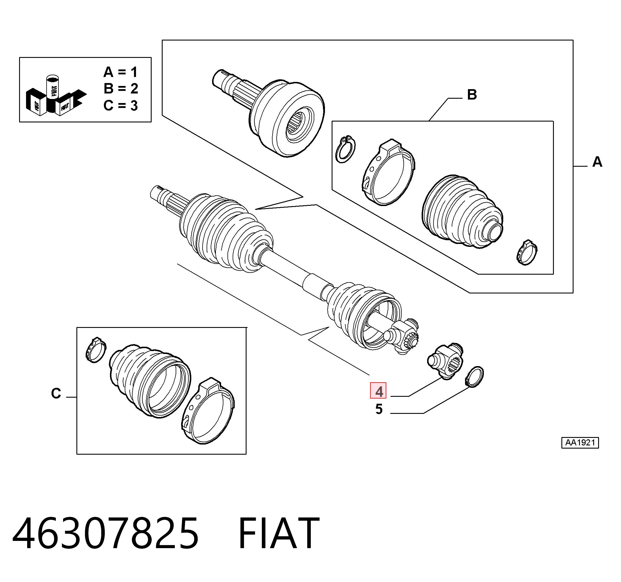 Купити 46307825 Chrysler ШРУС внутрішній, тришиб/трипод/тріпоід