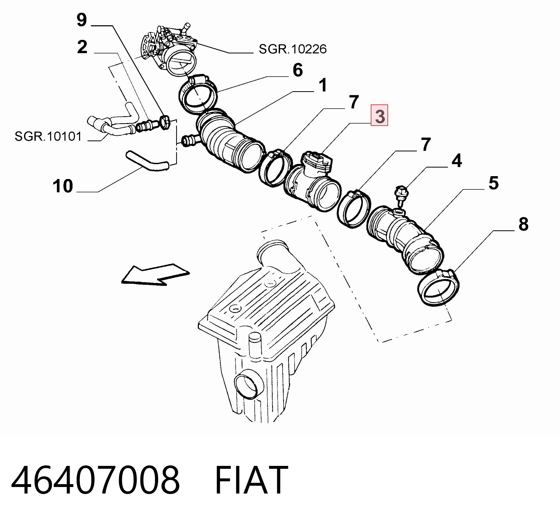 46407008 Fiat/Alfa/Lancia Датчик витрати повітря