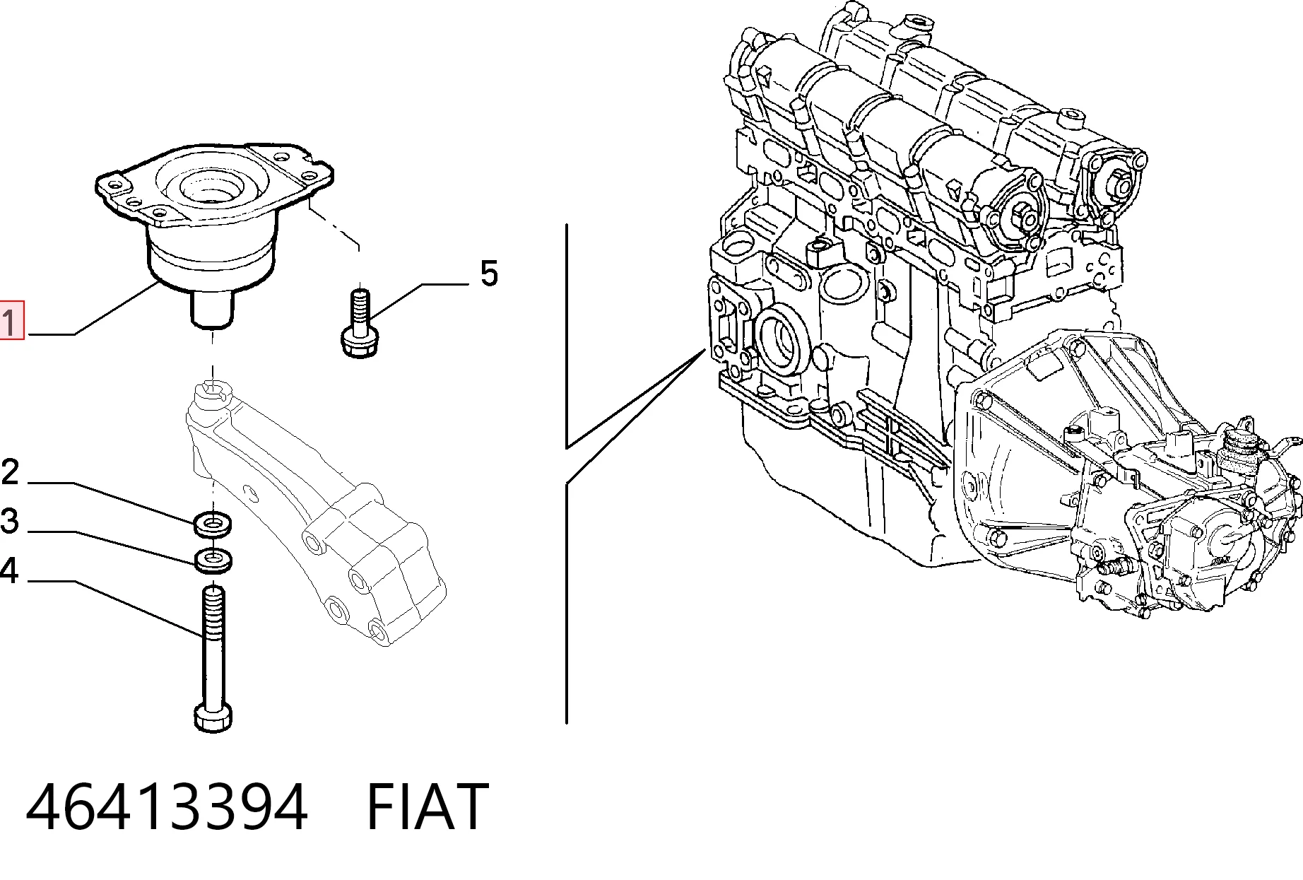 Права подушка двигуна Fiat Marea універсал (185) (1996 - 2007) ціна, від 36.30 USD