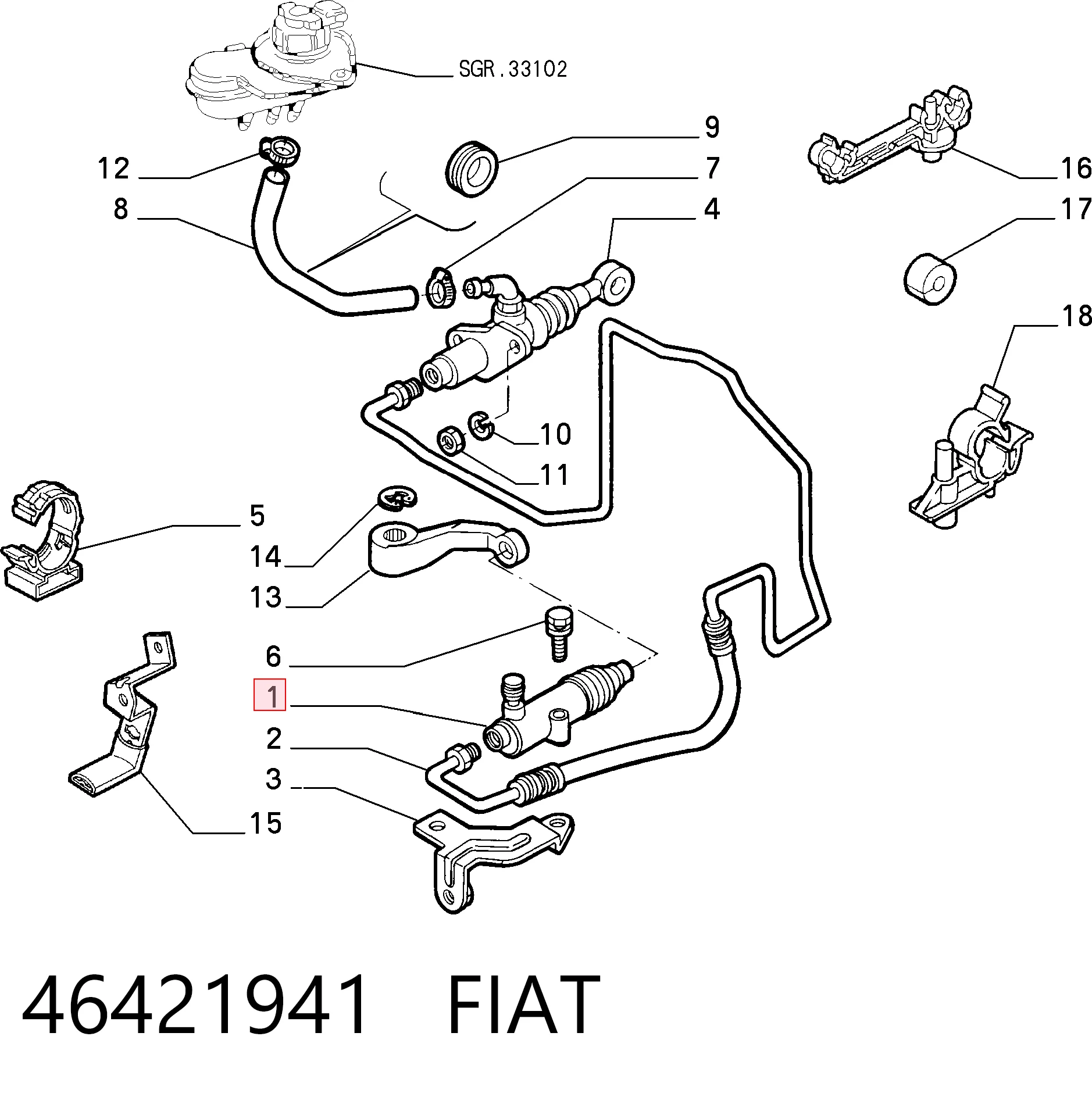 Циліндр зчеплення, робочий Fiat Bravo I