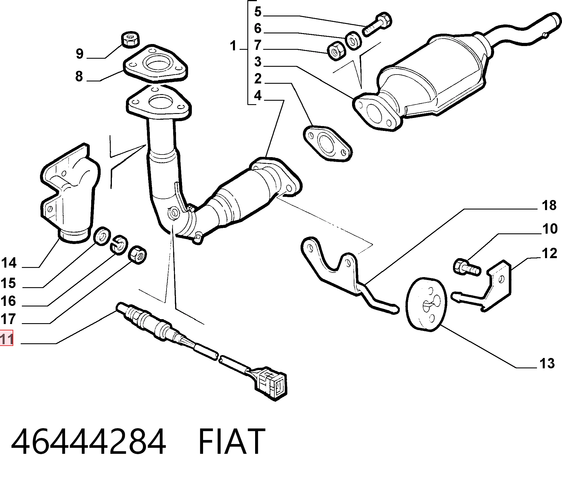 46444284 Fiat/Alfa/Lancia Лямбдазонд, датчик кисню до каталізатора