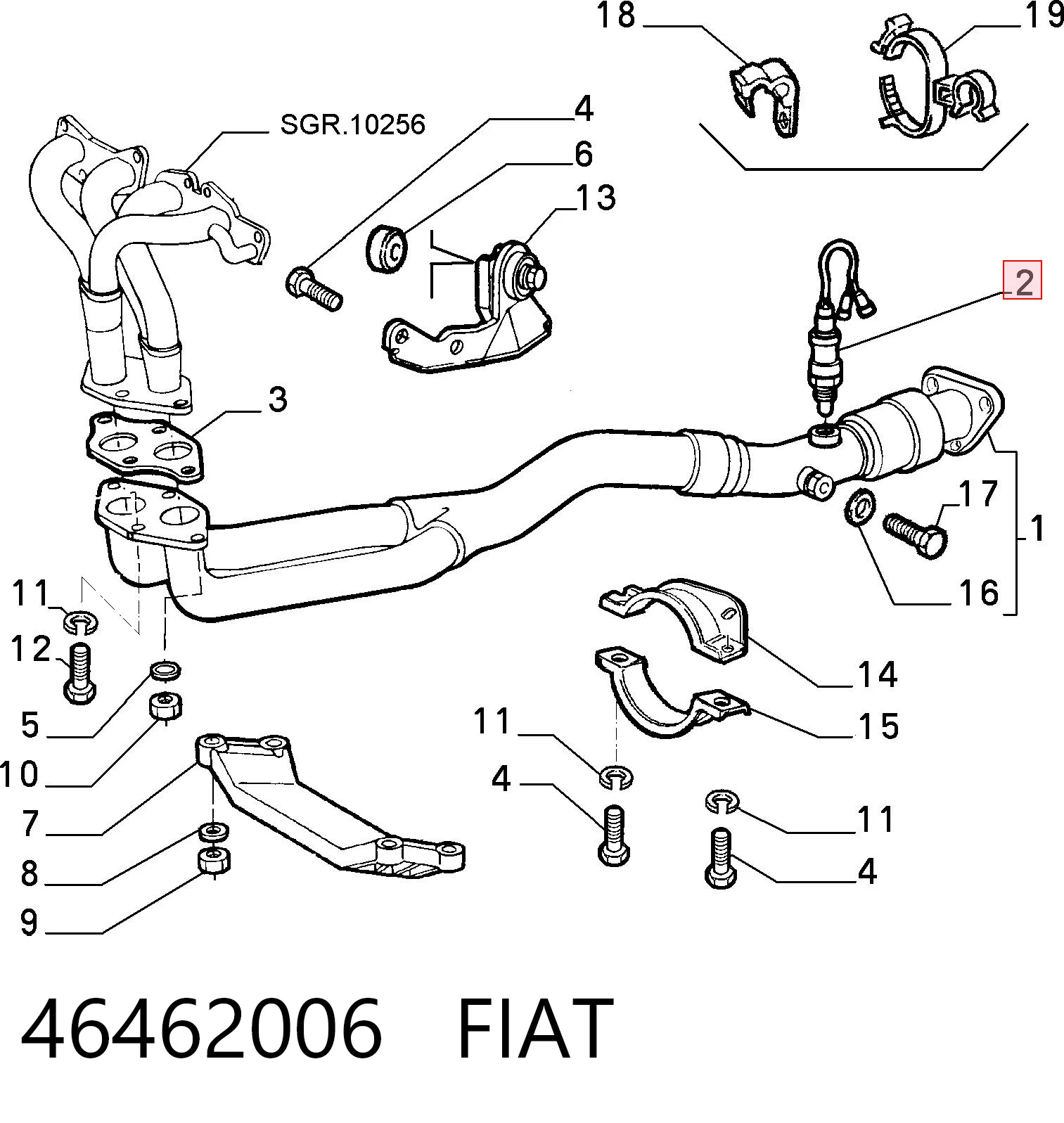 46462006 Fiat/Alfa/Lancia Лямбдазонд, датчик кисню до каталізатора