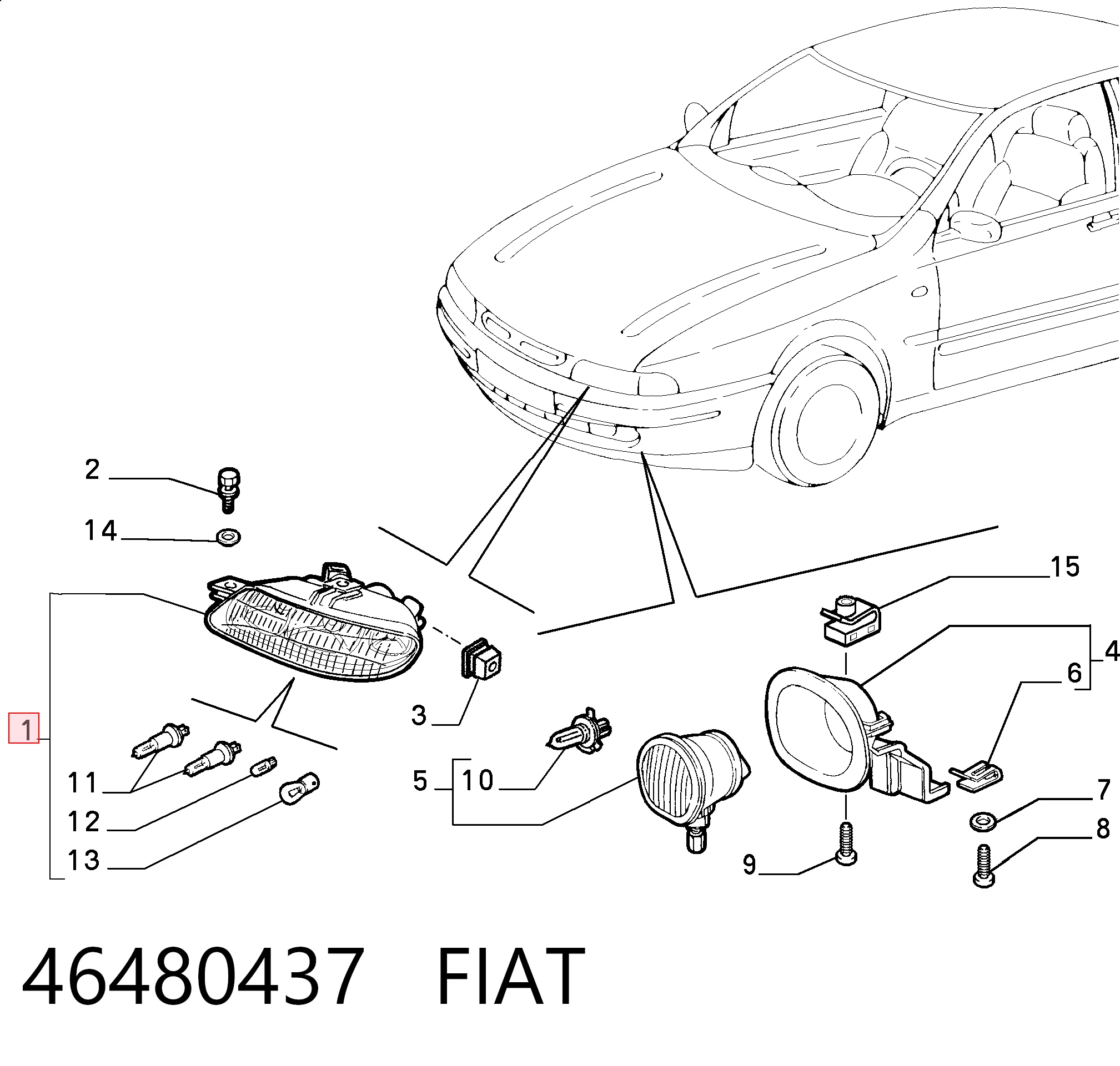 Основна фара - вставка на Fiat Marea  185