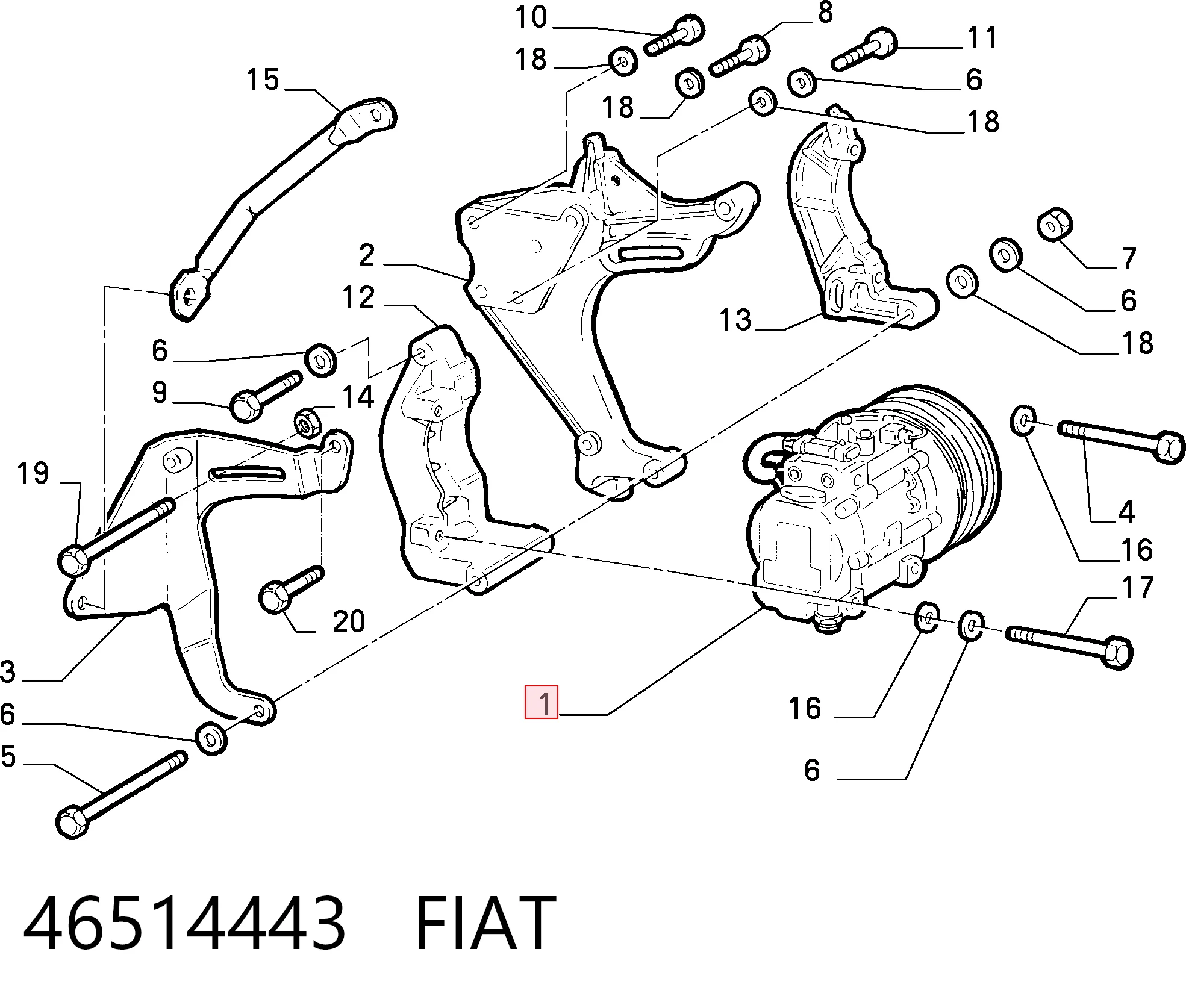  Компресор кондиціонера Fiat Punto 1