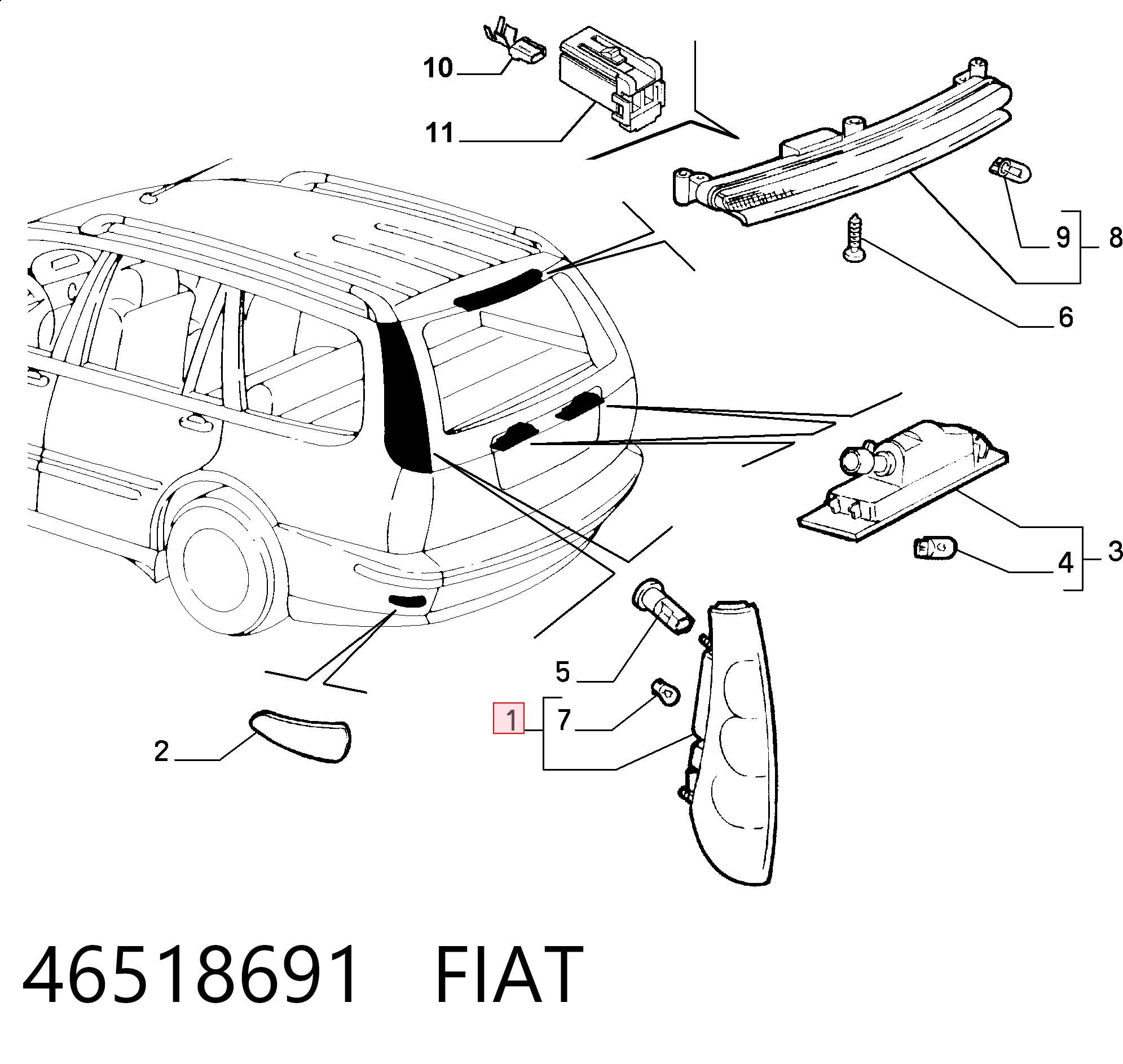 Ліхтар задній правий на Fiat Marea  185