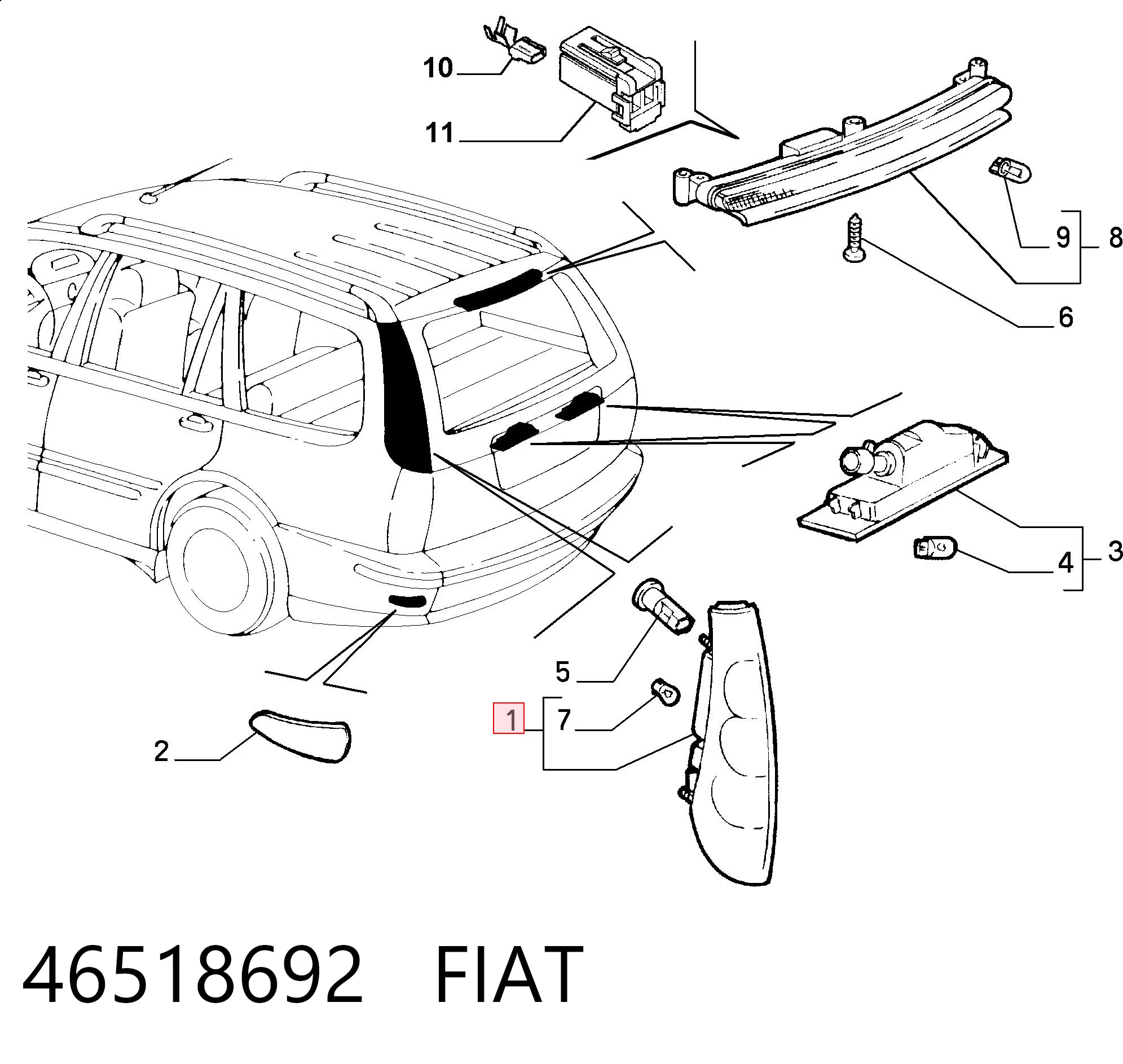Задня ліва фара на Fiat Marea  185