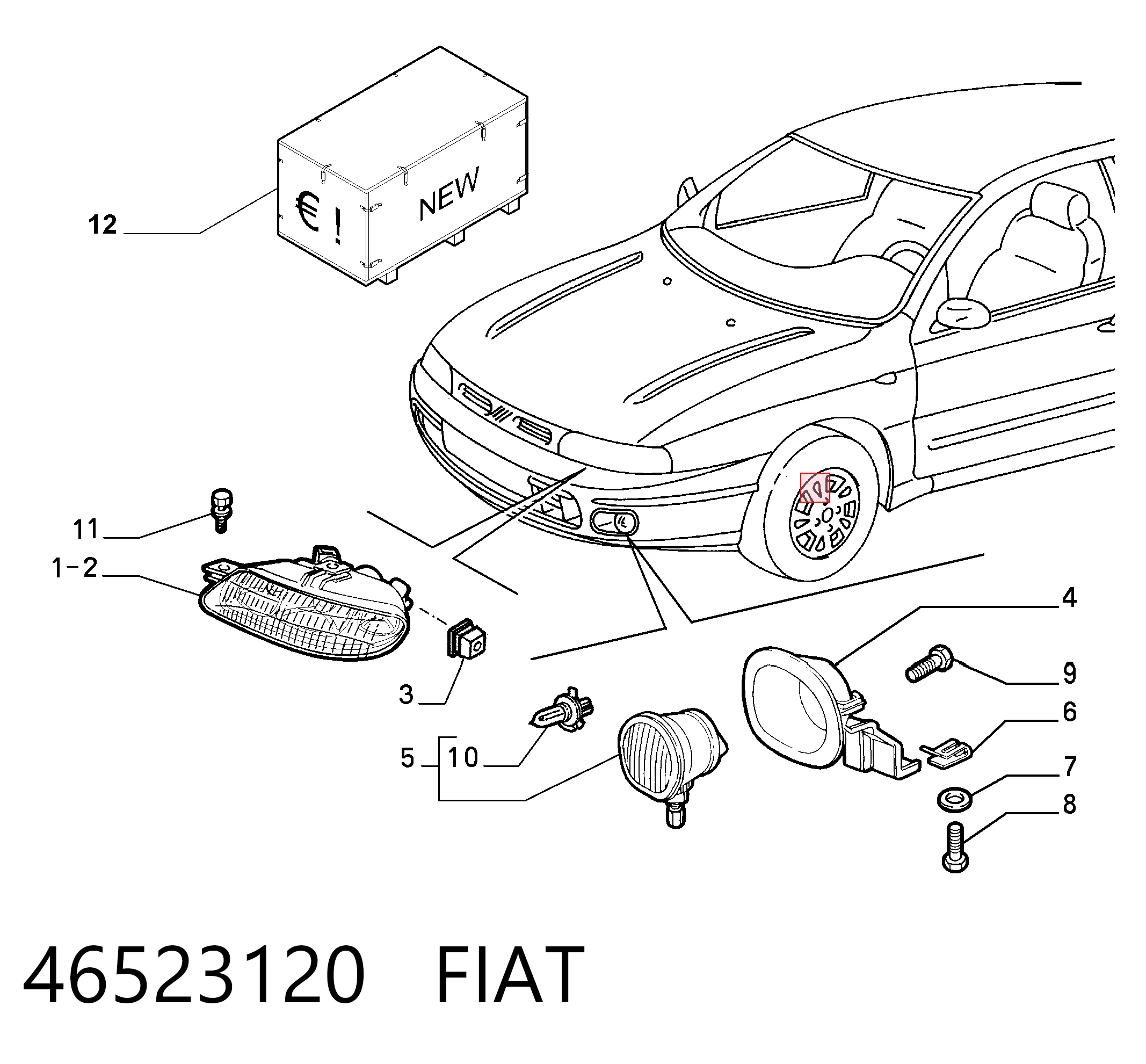 Фара правая на Fiat Brava  182