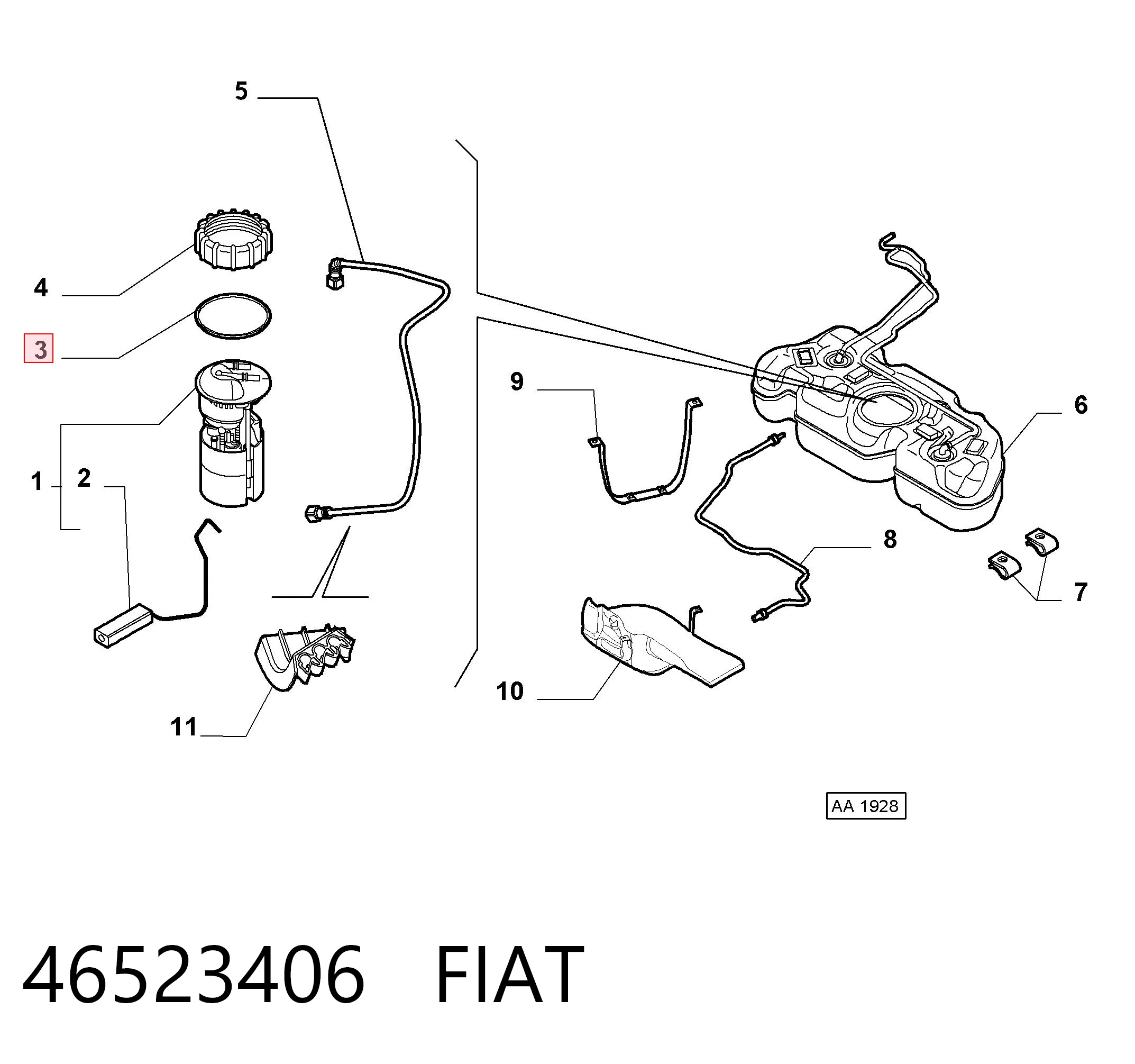 46523406 Fiat/Alfa/Lancia Прокладка датчика рівня палива/паливного насоса (палив.бак)