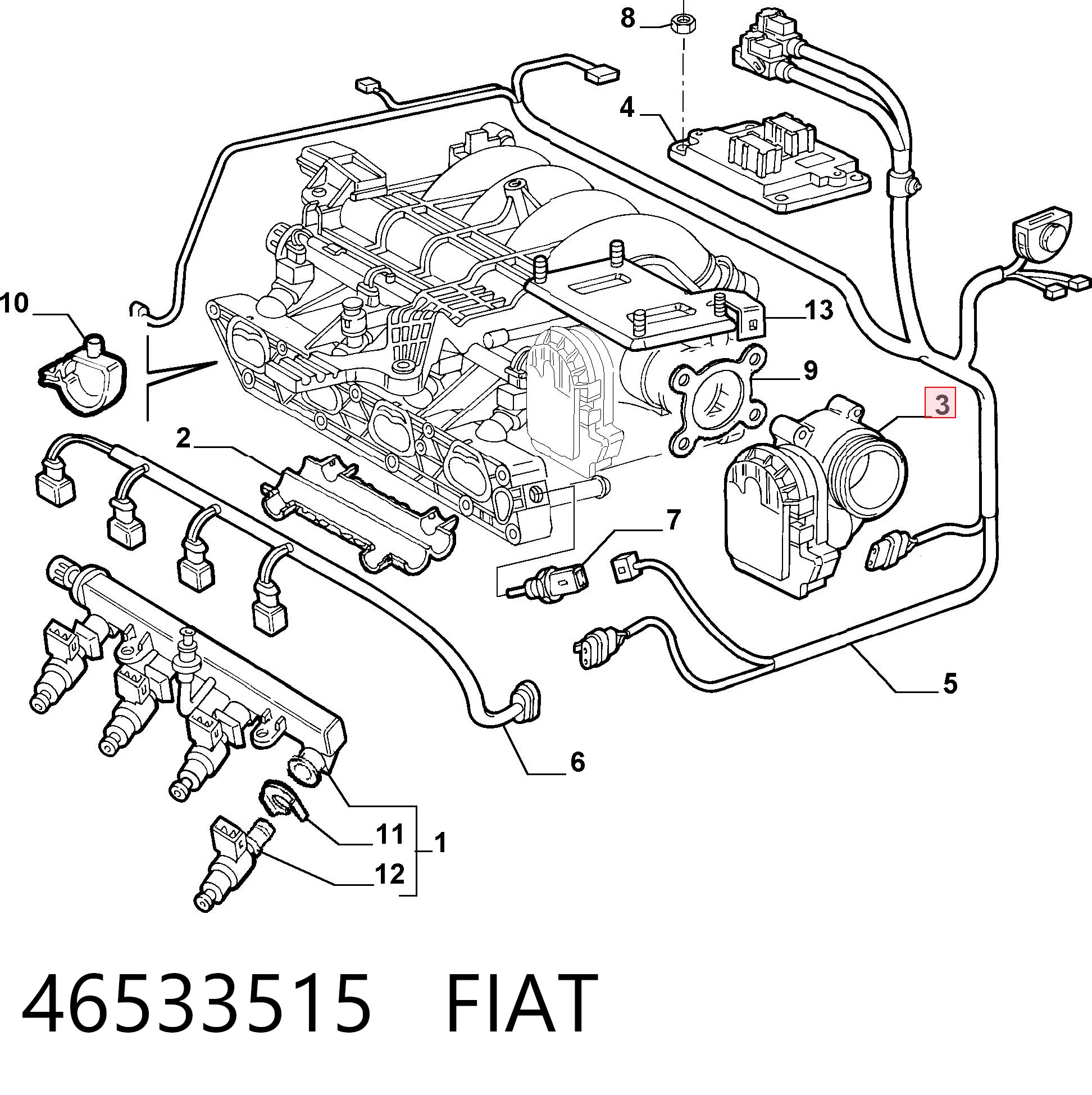 46533515 Fiat/Alfa/Lancia Дросільна заслінка в зборі
