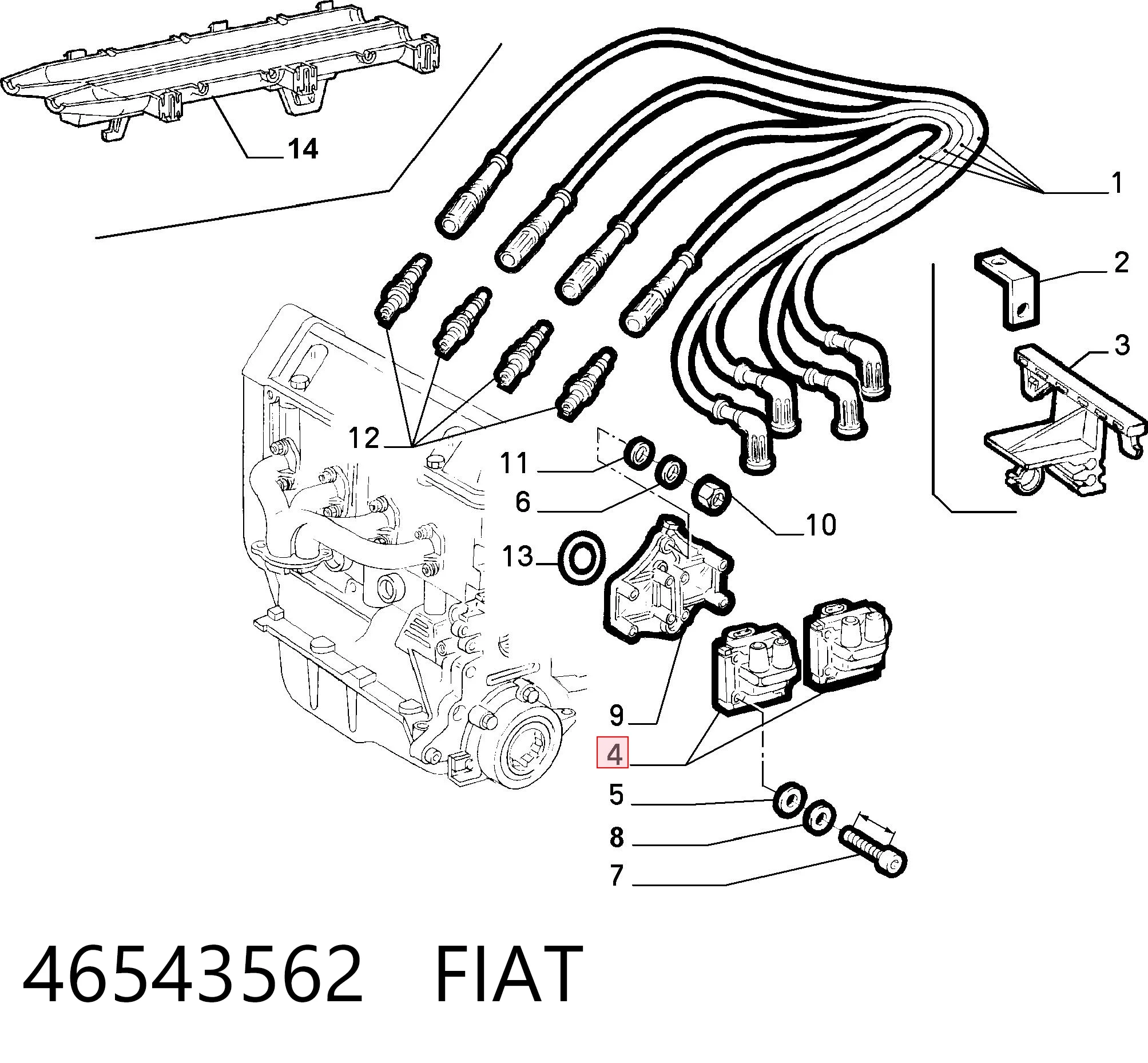 46543562 Fiat/Alfa/Lancia Котушка запалювання