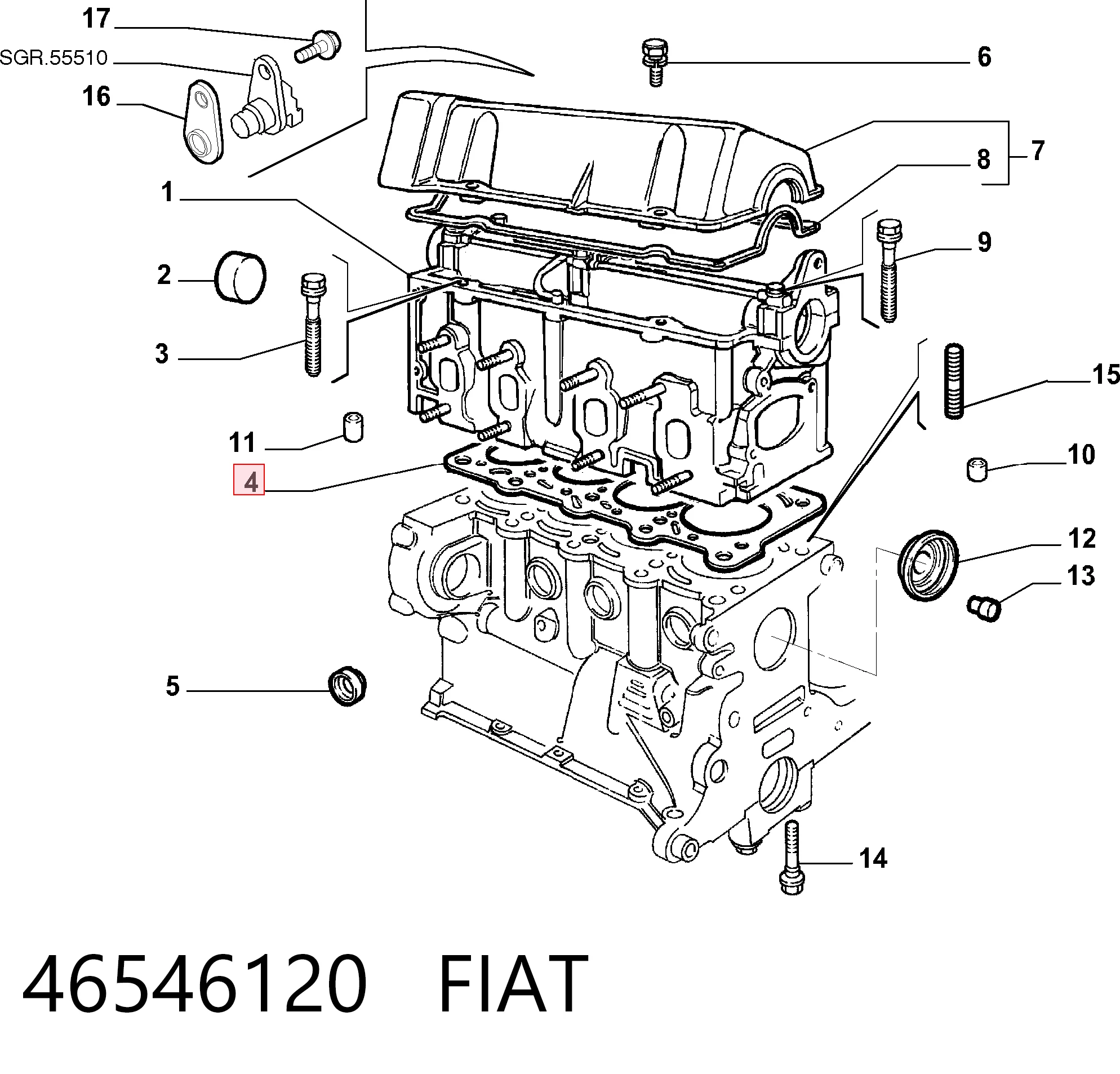 Прокладка під головку на Fiat Punto GRAND 199