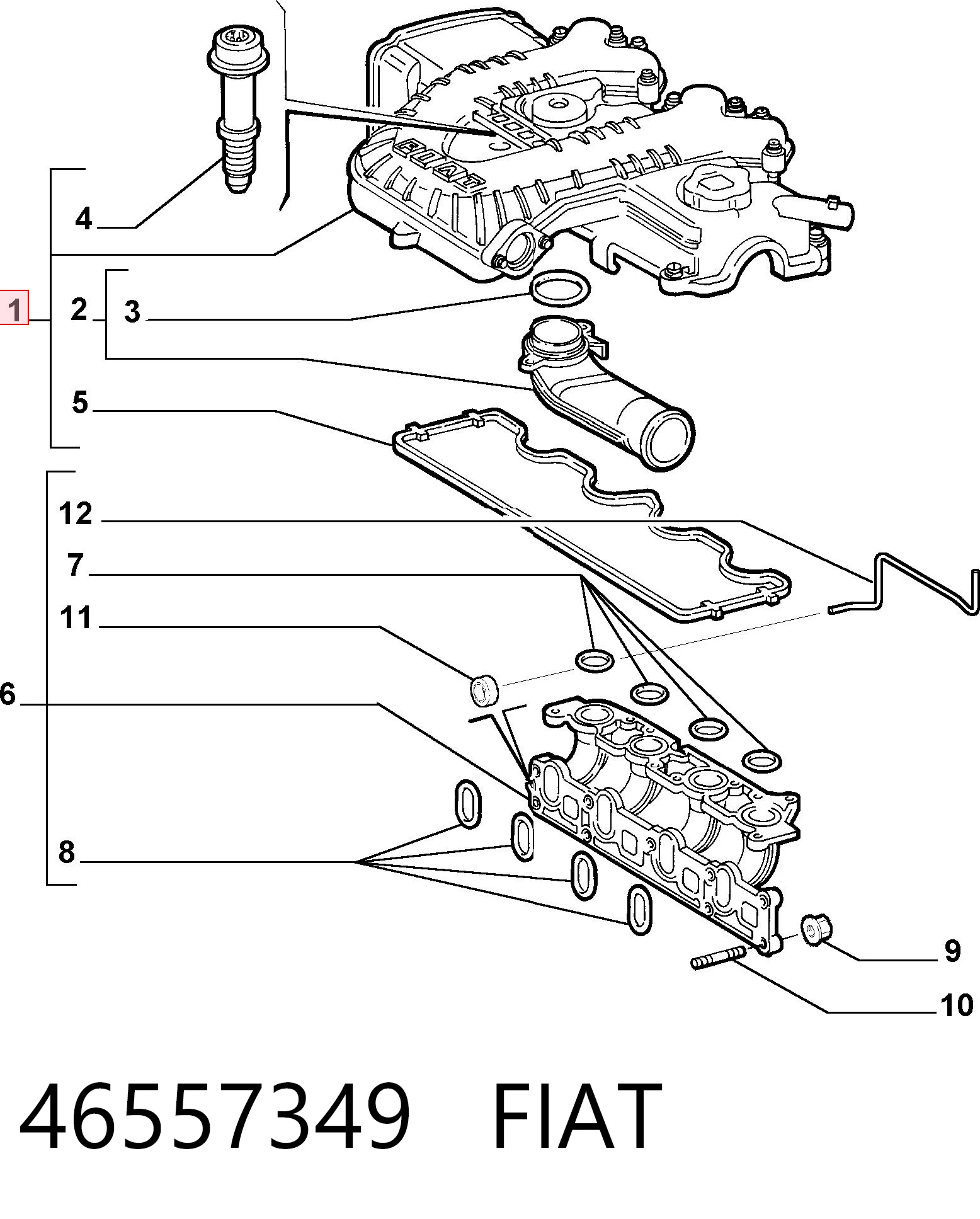 46557349 Fiat/Alfa/Lancia Кришка двигуна