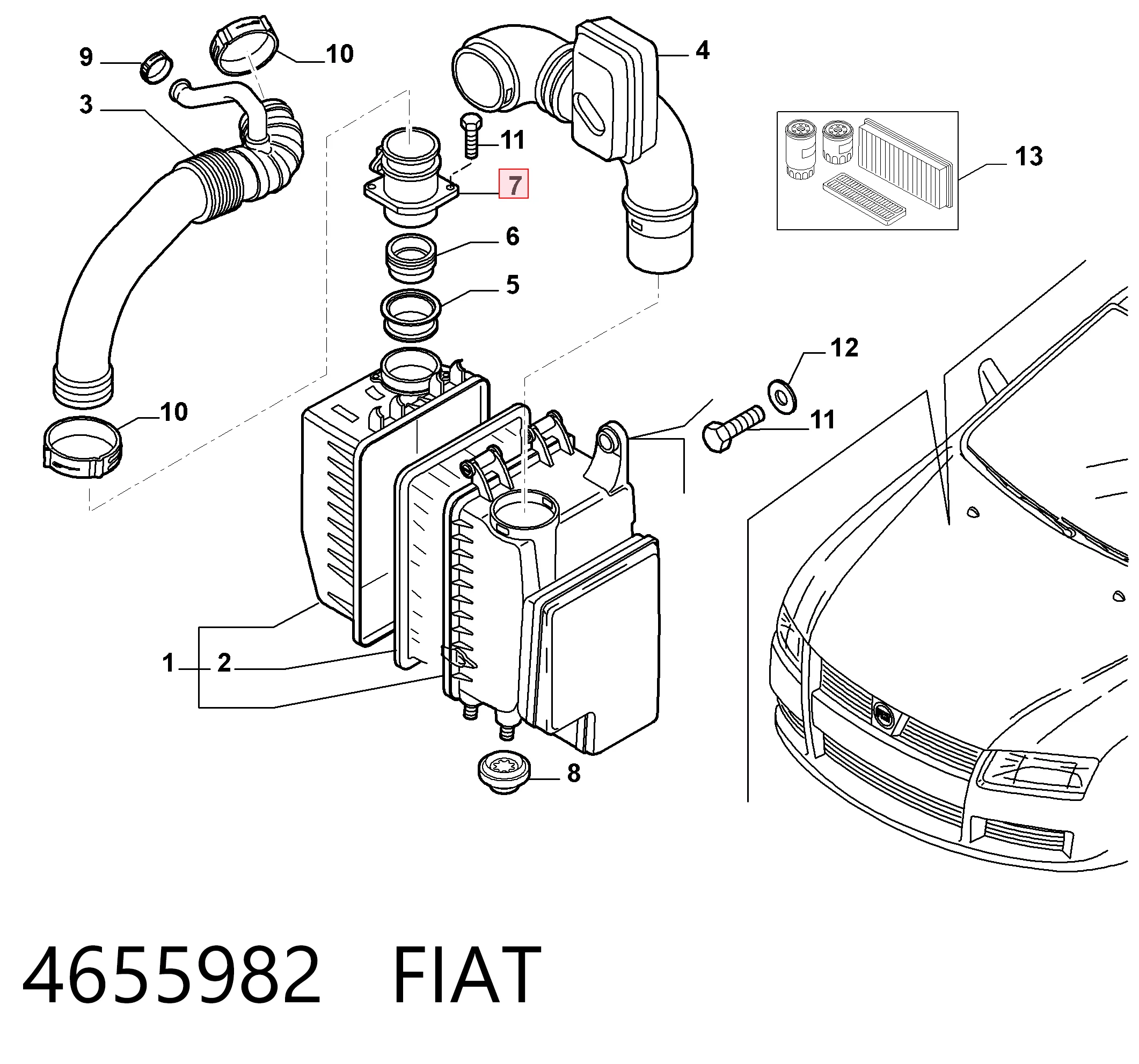 4655982 Fiat/Alfa/Lancia Датчик витрати повітря