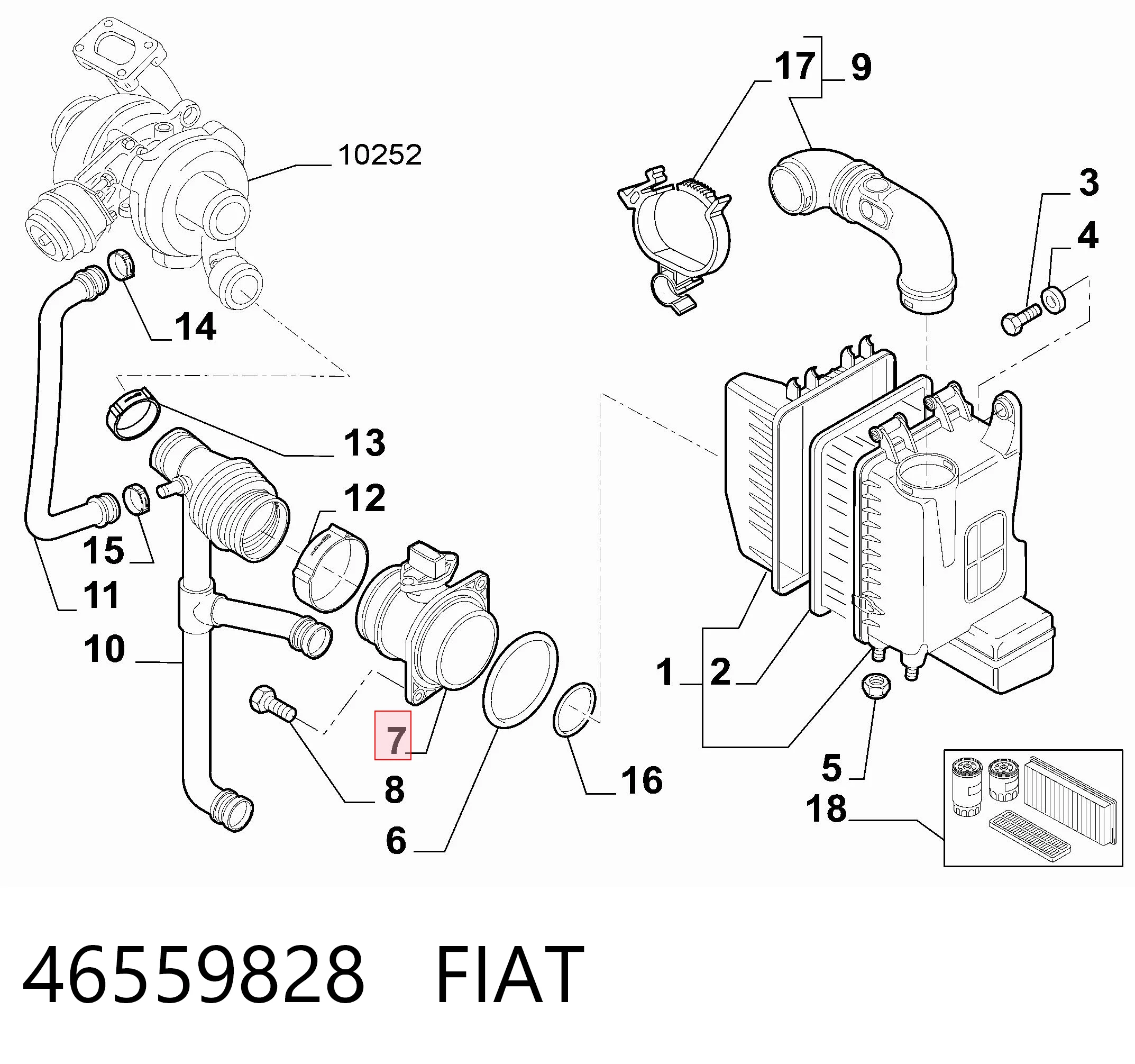46559828 Fiat/Alfa/Lancia Датчик витрати повітря