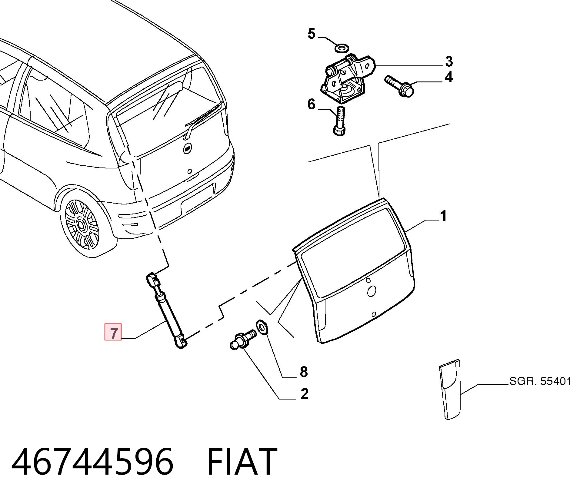 46744596 Fiat/Alfa/Lancia Амортизатор кришки багажника / двері 3/5-ї задньої