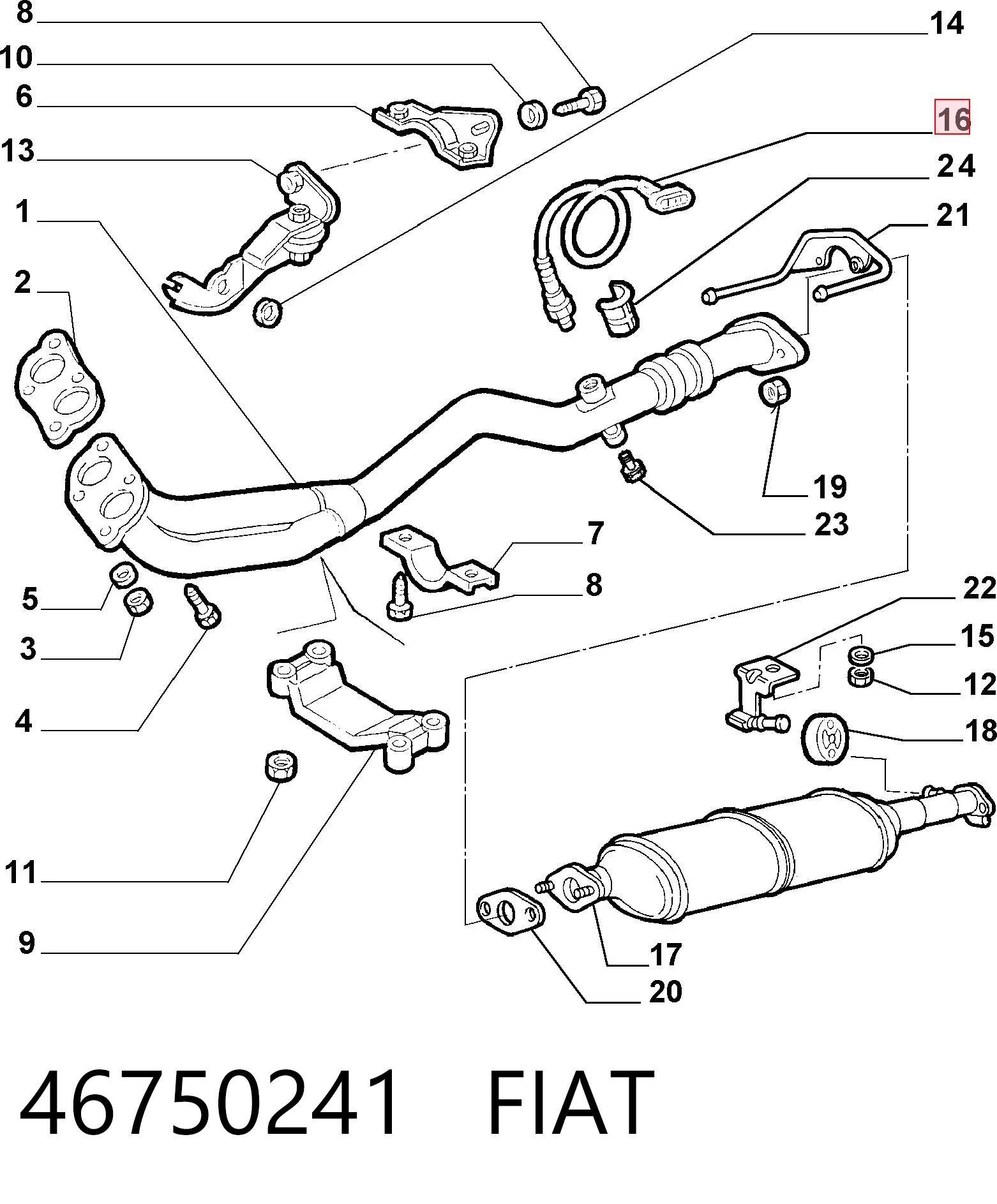 46750241 Fiat/Alfa/Lancia Лямбдазонд, датчик кисню до каталізатора