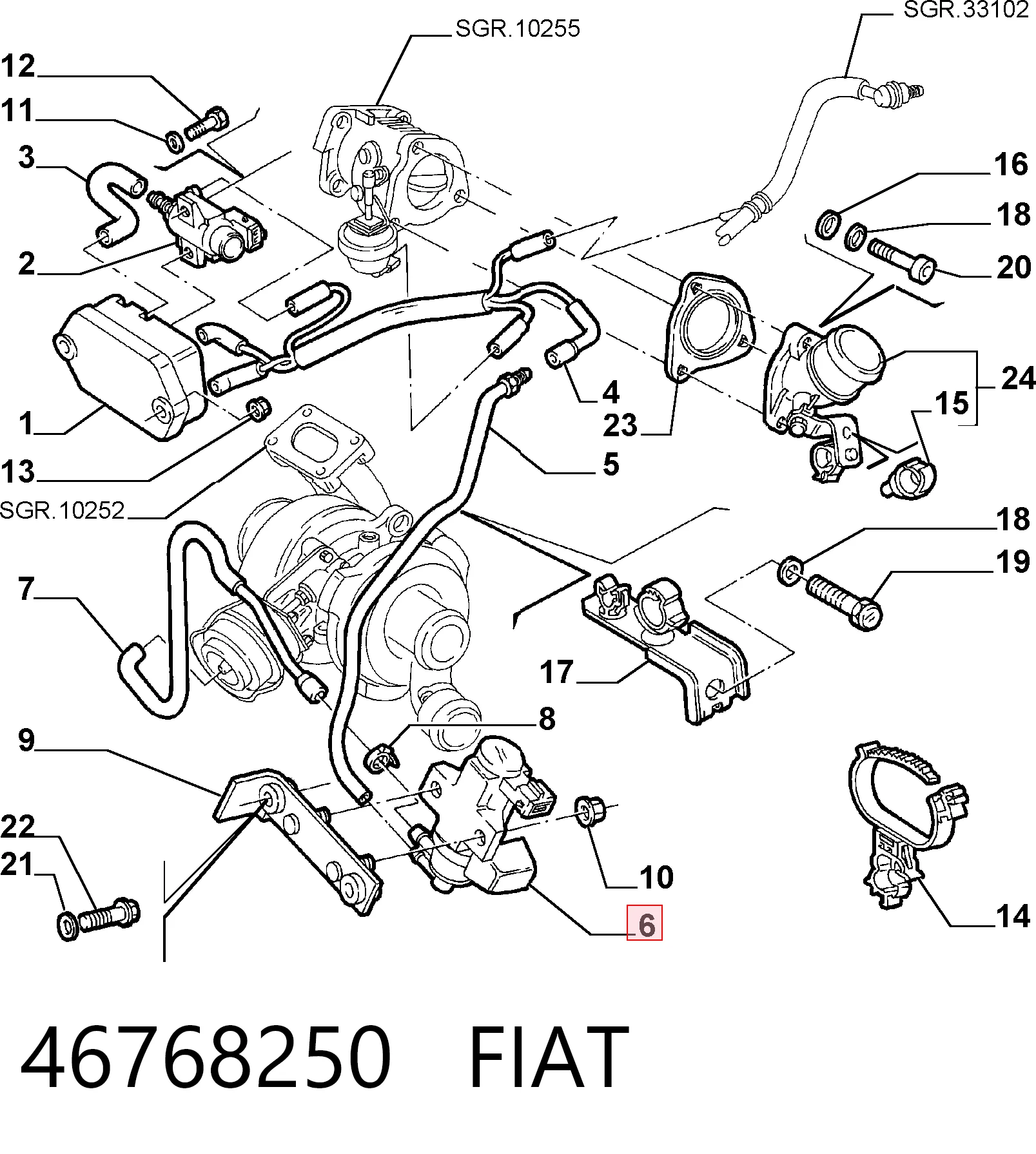 46768250 Fiat/Alfa/Lancia Клапан перетворювач тиску наддуву (соленоїд)
