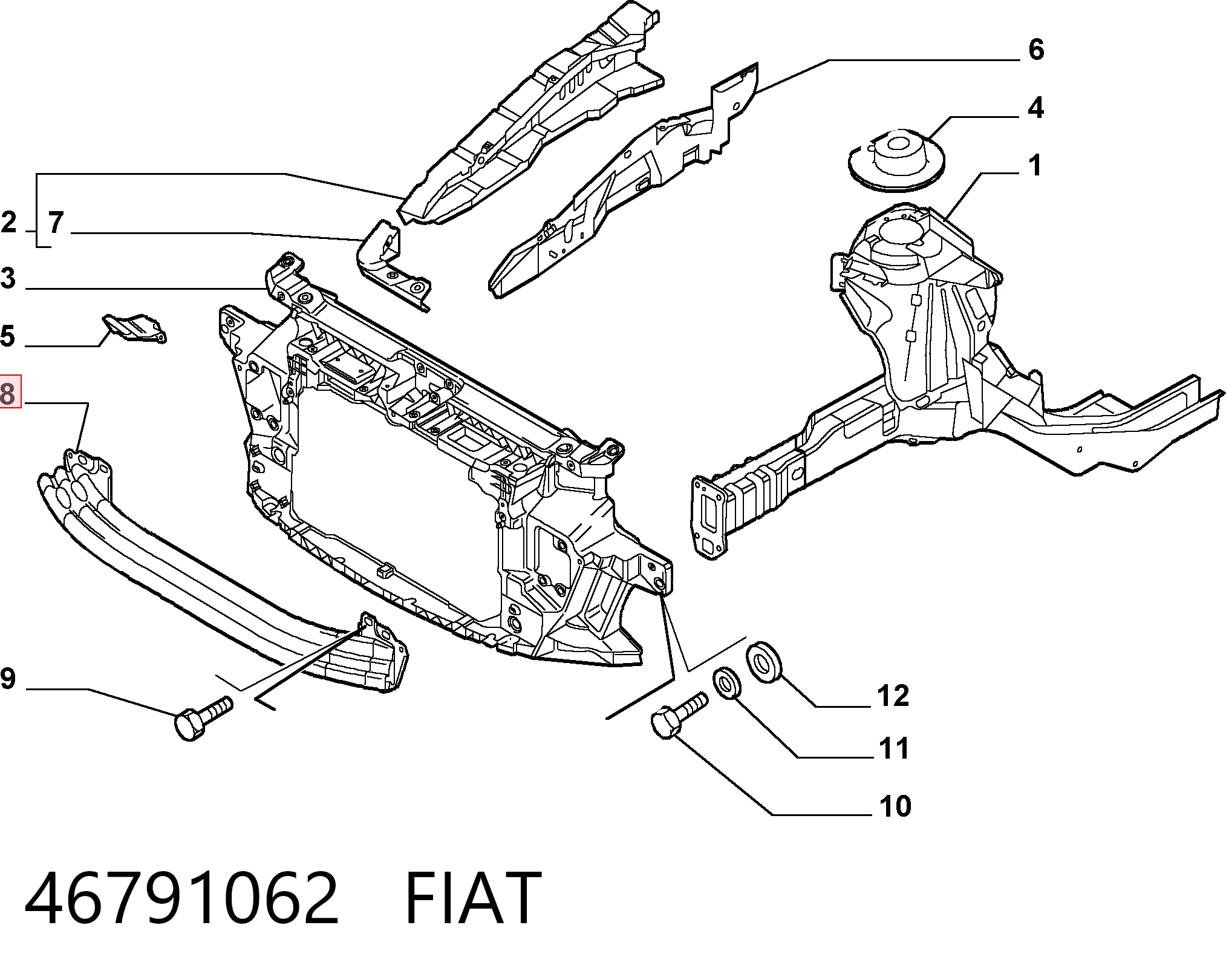Балка бампера переднього на Fiat Stilo  192