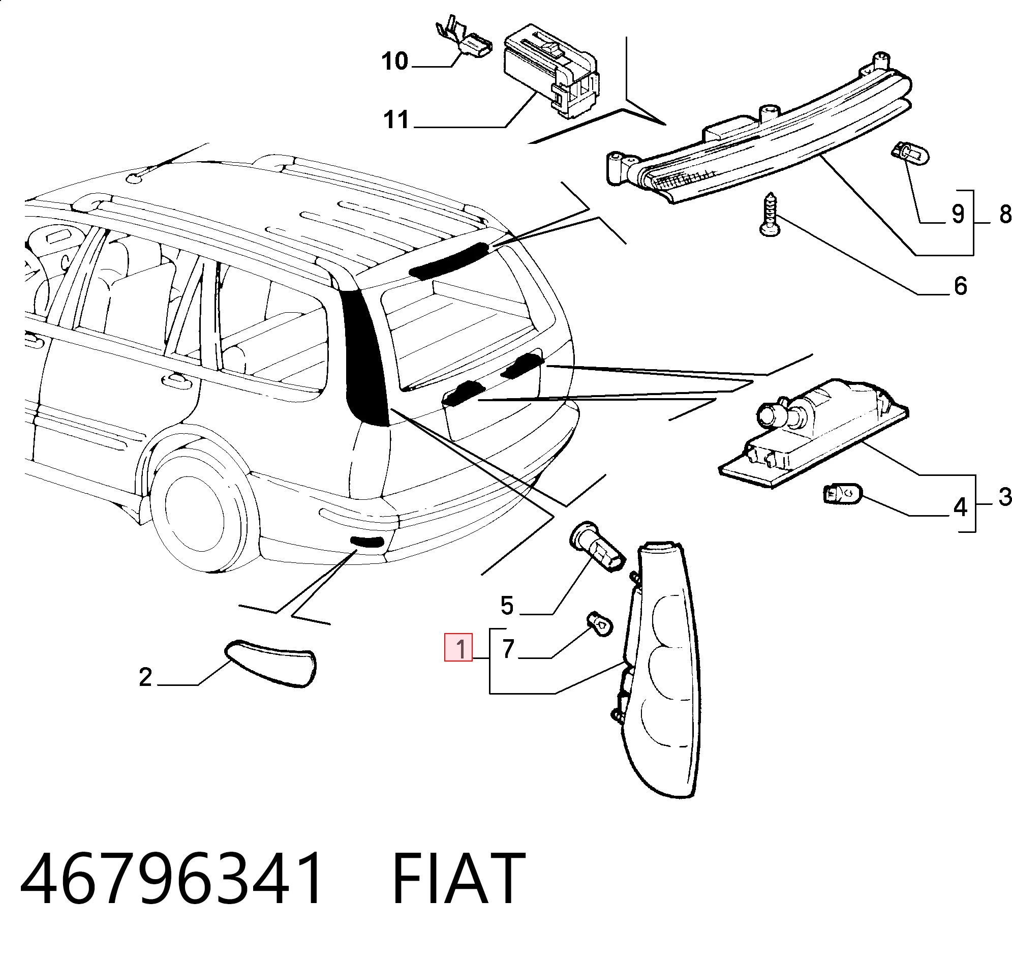 Задні ліхтарі Fiat Marea універсал (185) (1996 - 2007) ціна, від 19.77 USD