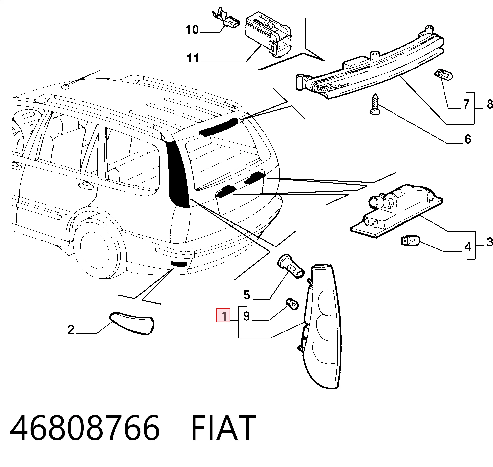  Задня права фара Fiat Marea 