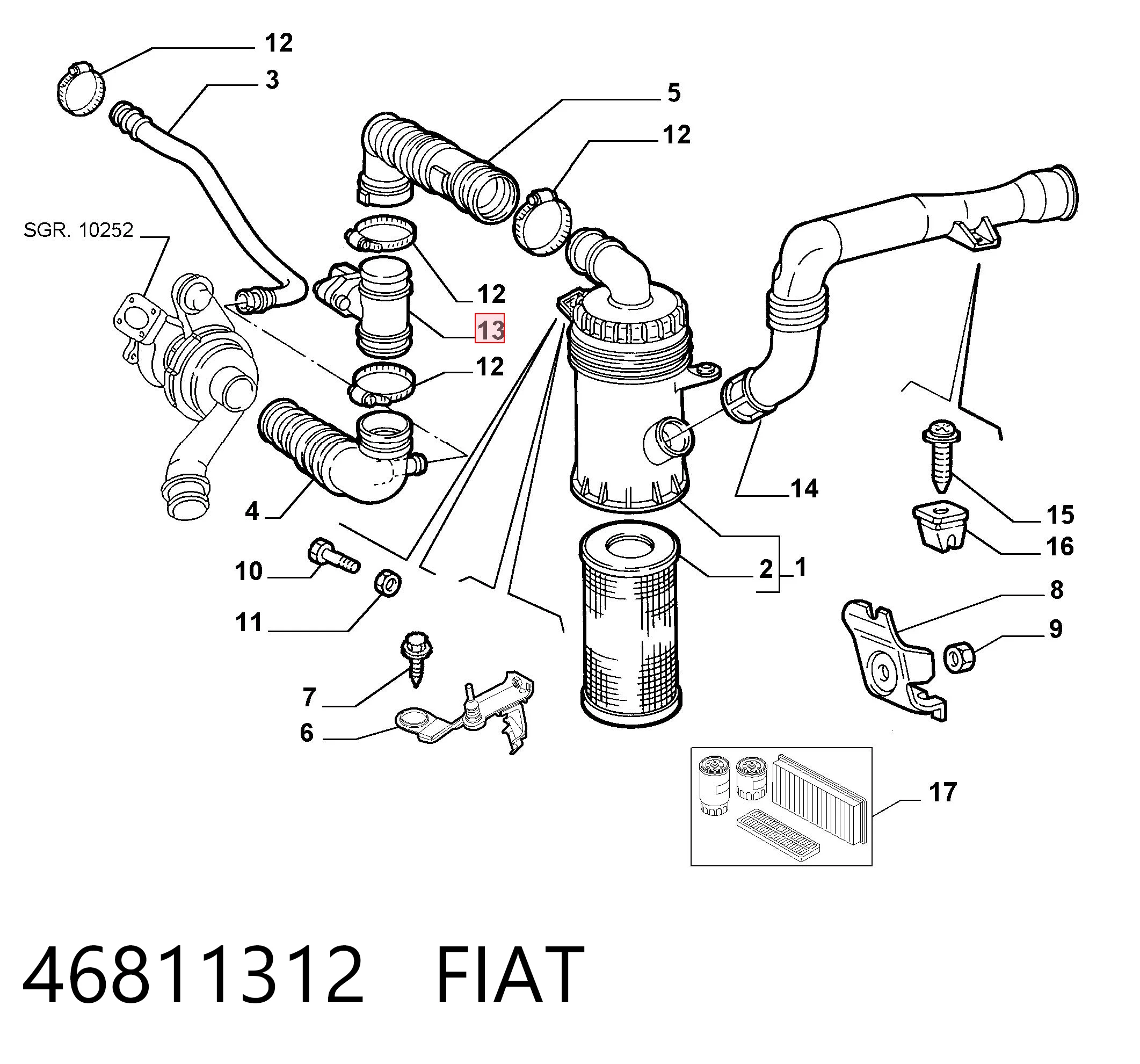 46811312 Fiat/Alfa/Lancia Датчик витрати повітря